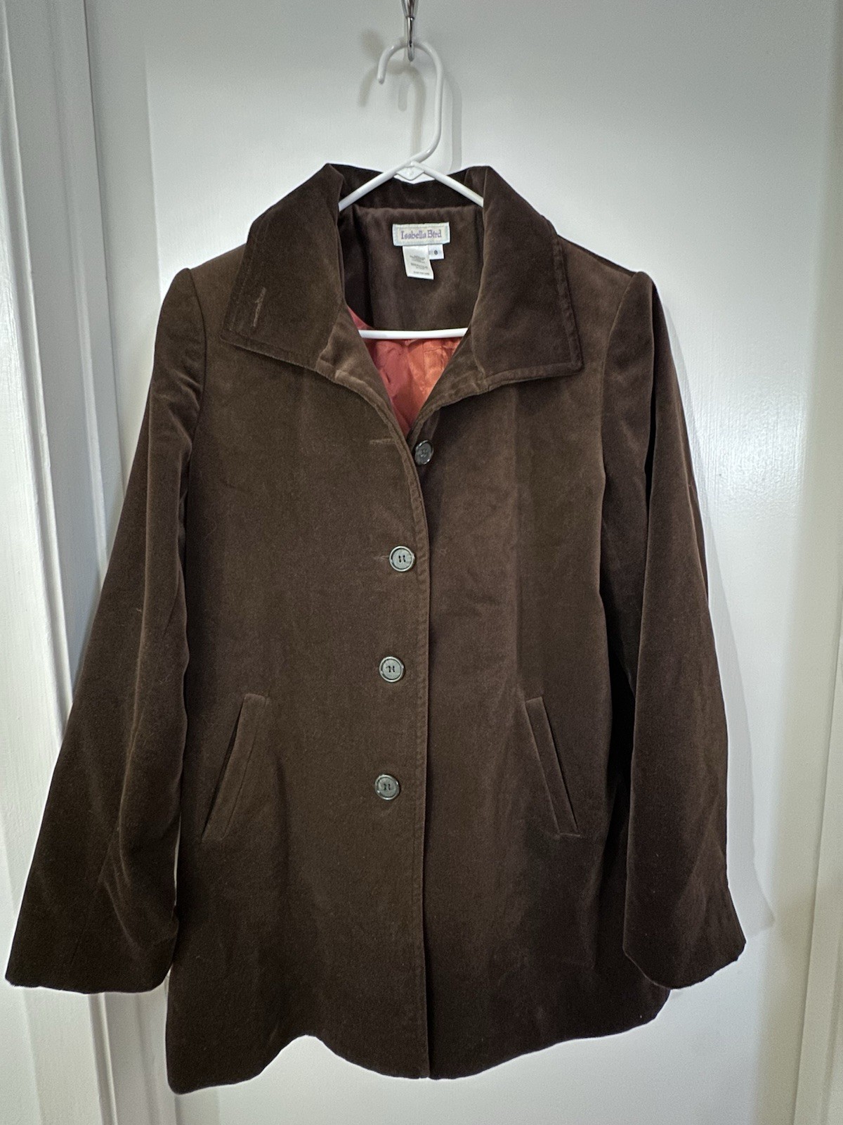 Vintage Isabella Bird 90s Women Velvet Classic Jacket Coat Chocolate Brown Sz 8