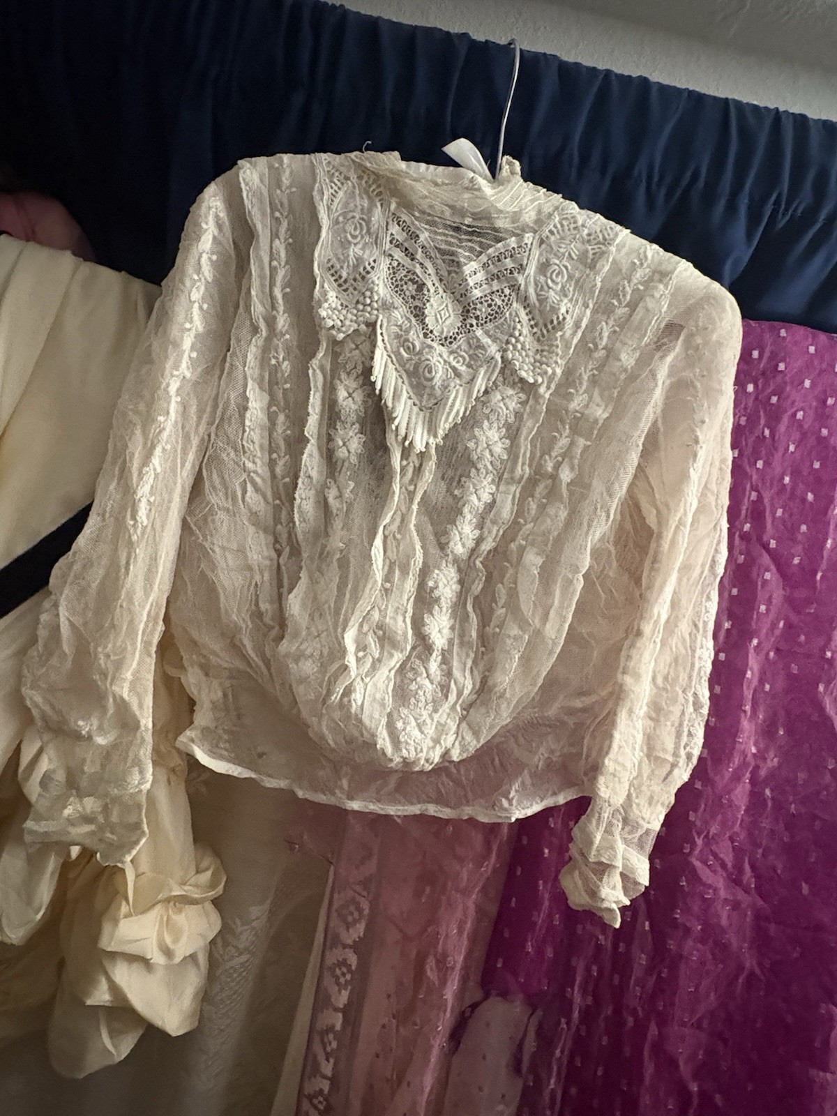 Antique 1900s Edwardian Net And Lace Blouse.