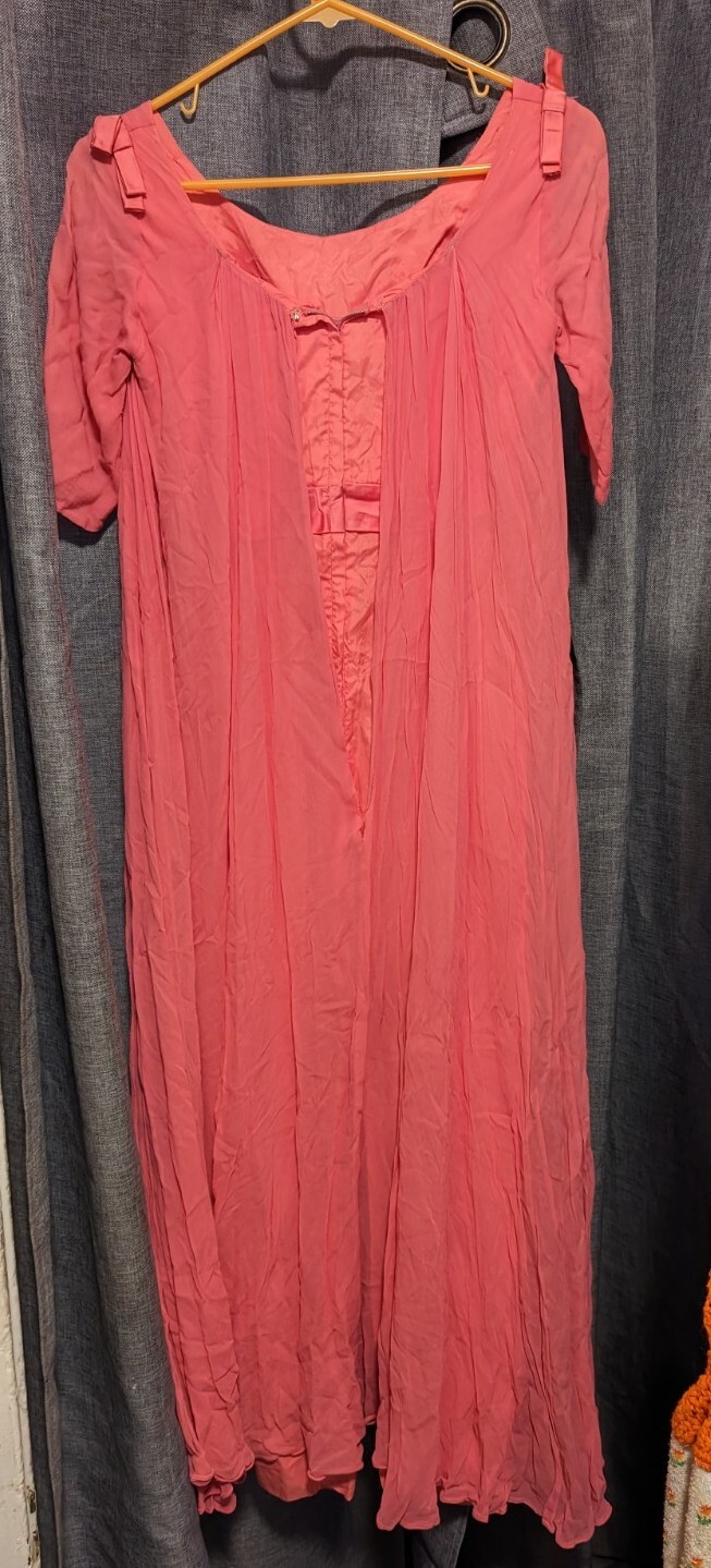 Vintage 50s 60s Coral Pink Gown Chiffon