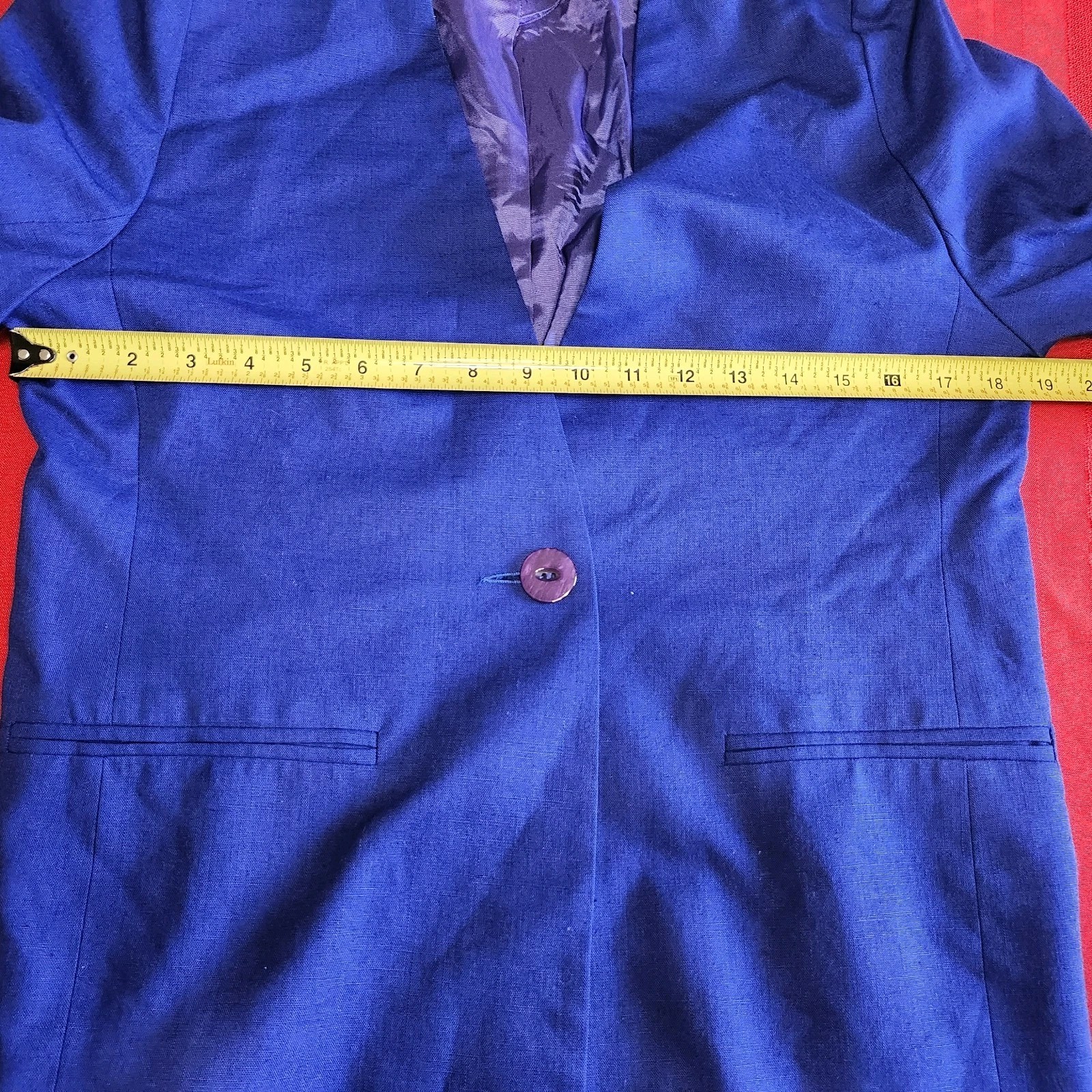 Vintage Galleria Sport Royal Blue Collarless Blazer Jacket Power Career 90s M