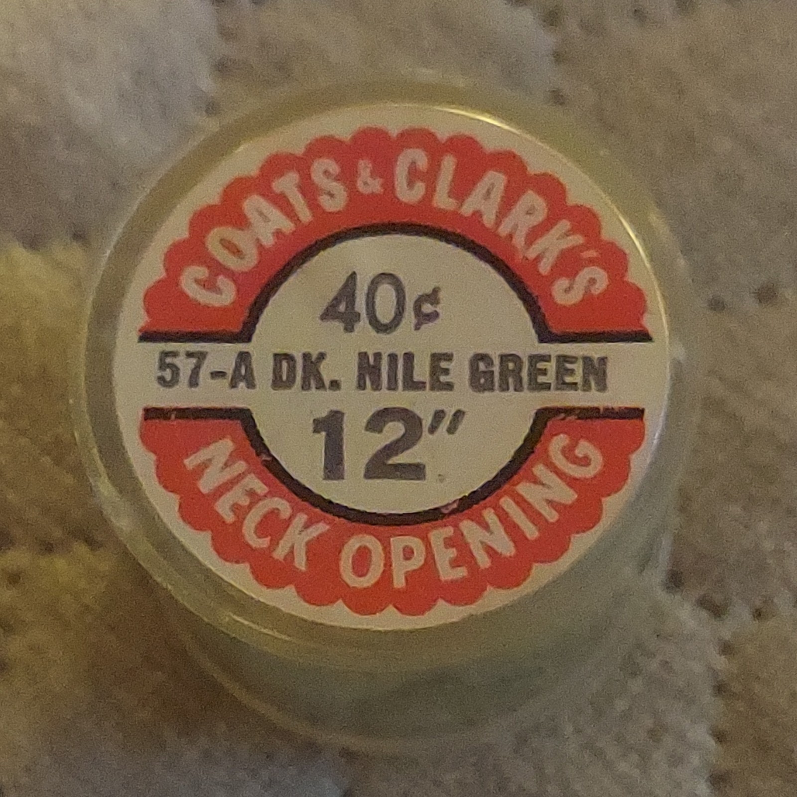 Vintage Coats & Clark’s Green Metal Zipper 12 Inch Neck Opening New Old Stock