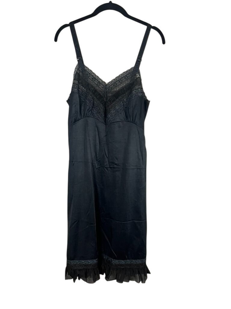 Vintage Floral Lace Lingerie Slip Dress Black 34 Sexy Feminine Grunge 60s Pin Up