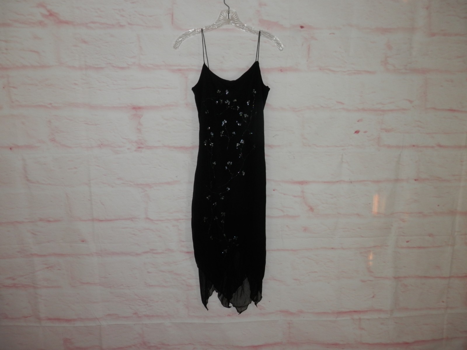 Vtg Byer Too Cali 90s Handkerchief Lined Witchy Floral Glitter USA Dress 5006