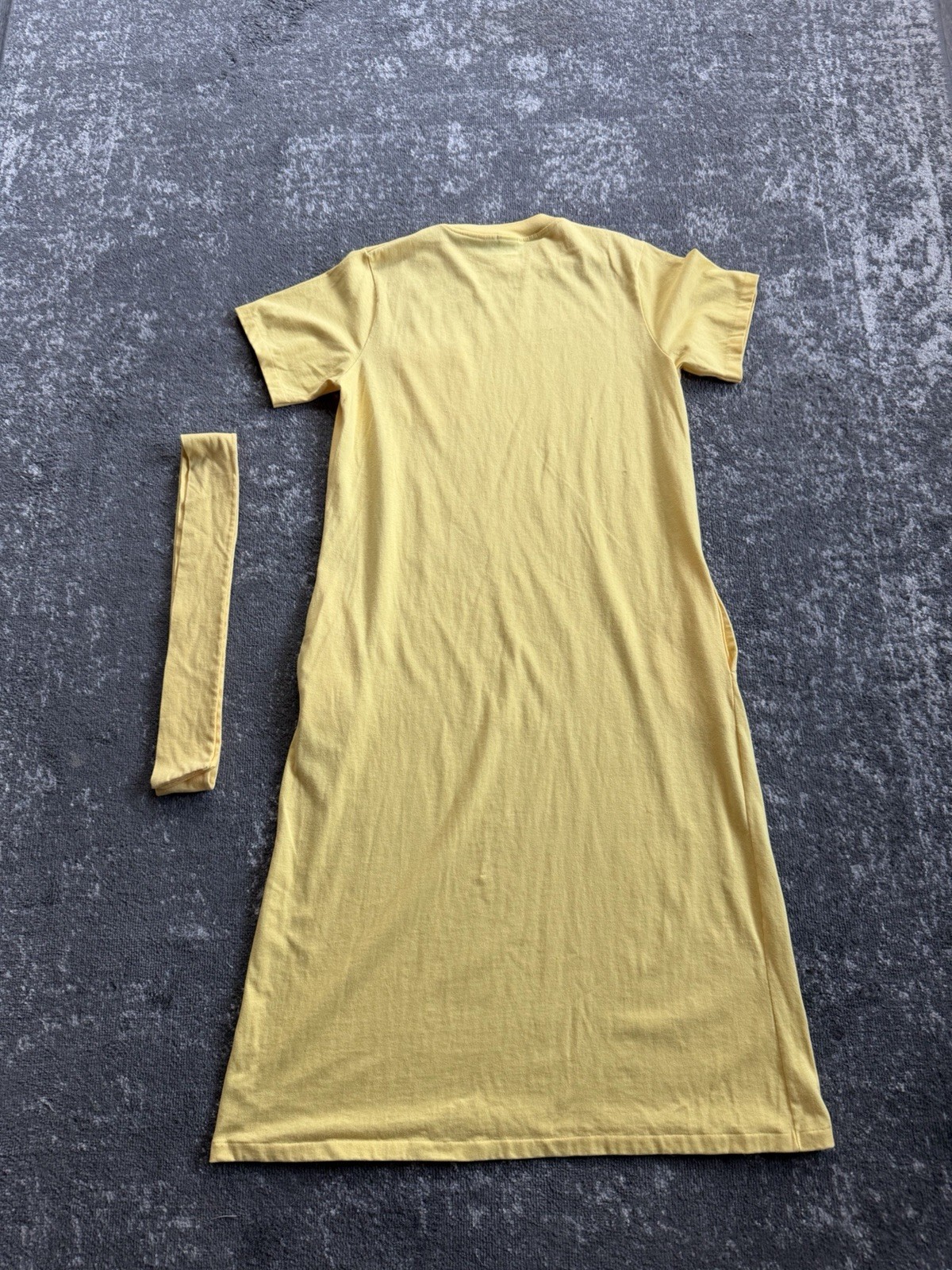 Vintage 90s Women’s Lands’ End Yellow Maxi Dress With Pockets & Belt Size Large