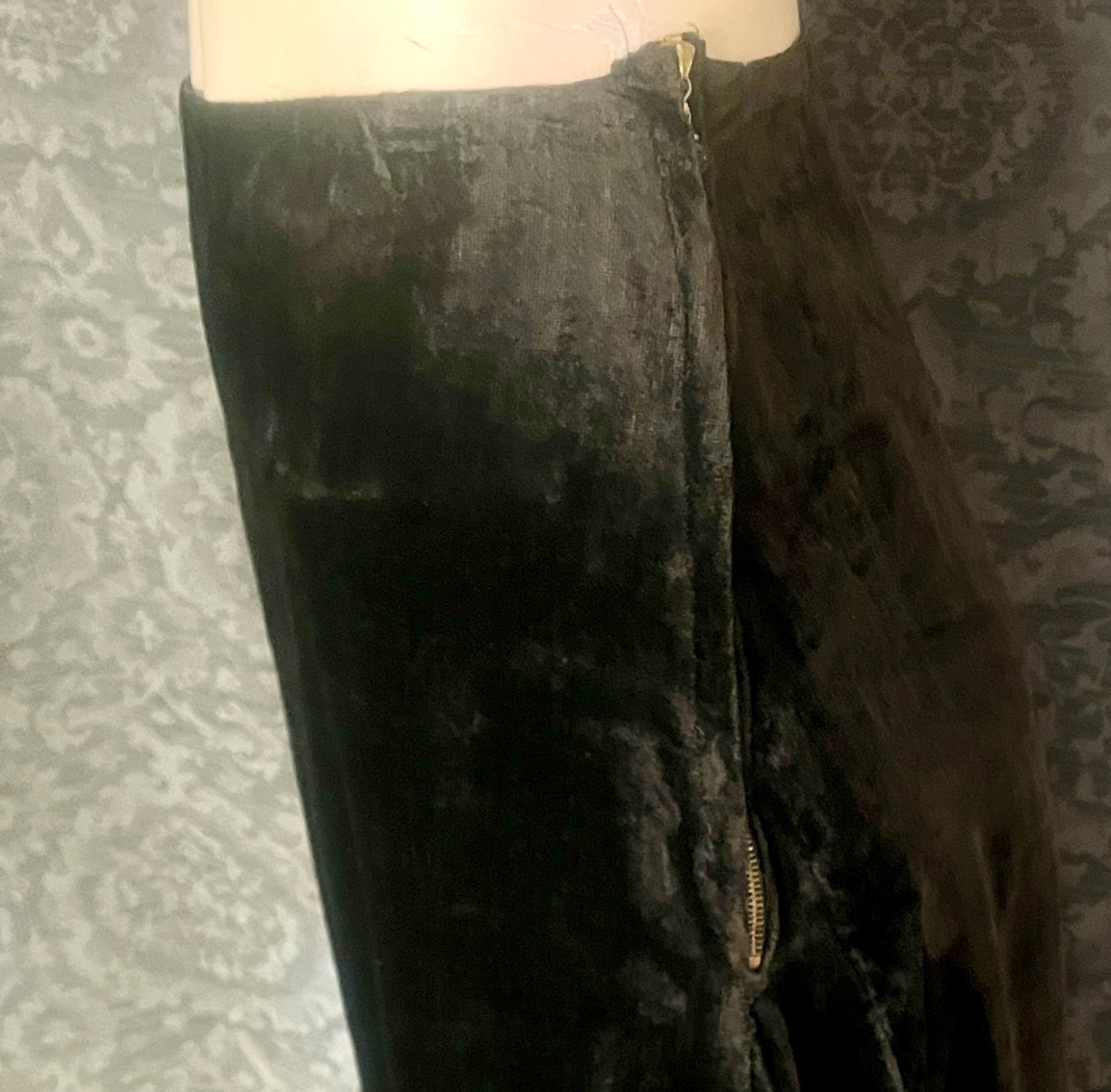 Charming 1920s Cotton, Rayon Velvet, Velveteen Tiered Black Skirt, Petite