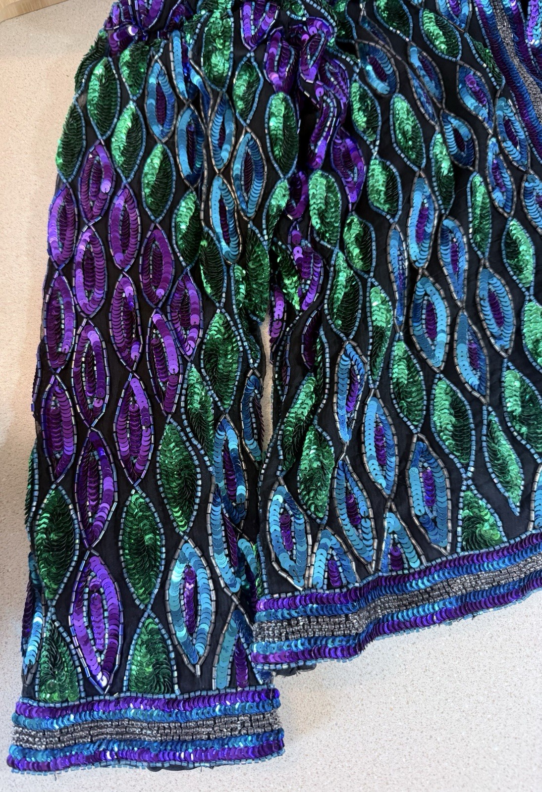 vtg 1980s Laurence Kazar New York sequin and beaded evening cardigan jacket Lg