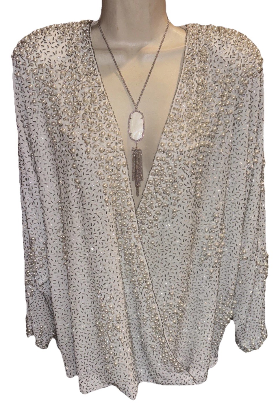 Vintage Victoria Royal Ltd Pearl Beaded Sequin Embellished Evening Tunic Top 12