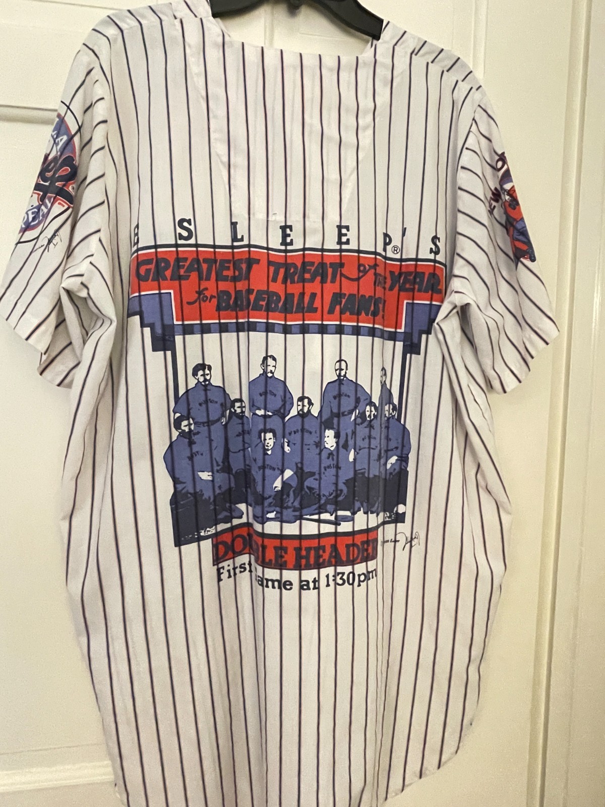 Esleep Vintage Baseball Double Header Night Gown One Size Short Sleeves