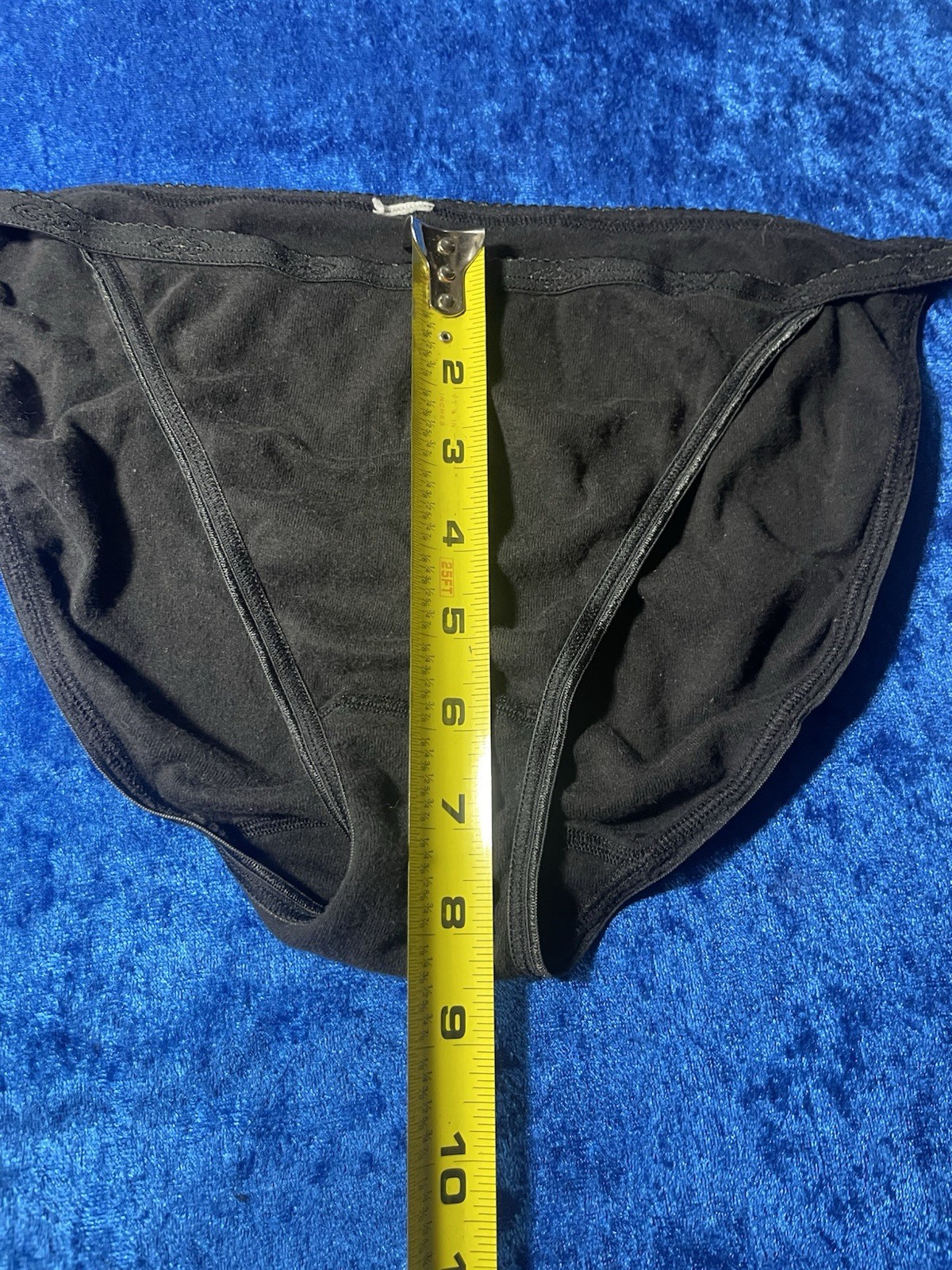 Vintage Black Panties Cotton String Bikini Size Medium Panty No Tag