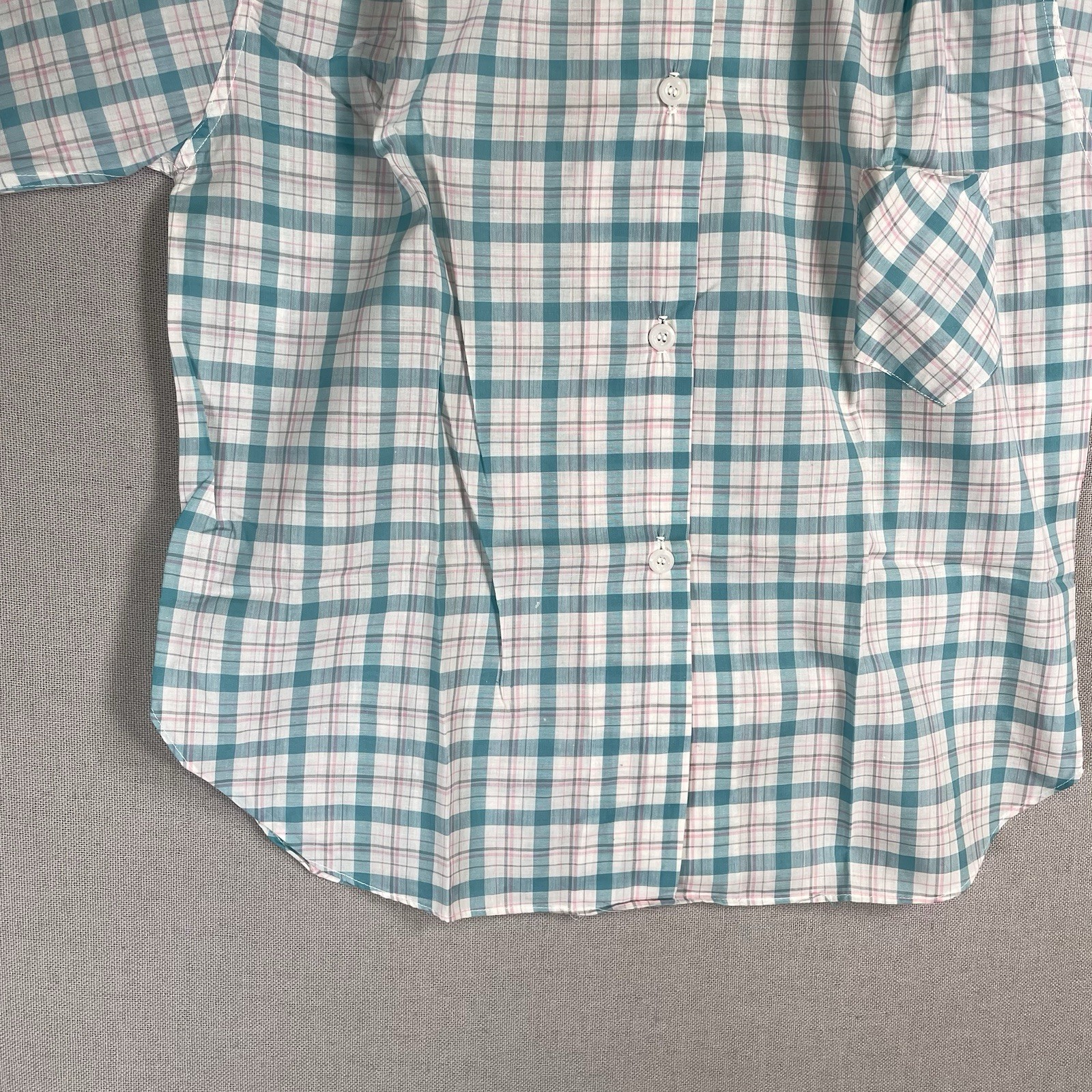 VINTAGE 60s Lewis Frimel Pajama Shirt Plaid Womens Size 32 Cotton Short Sleeve