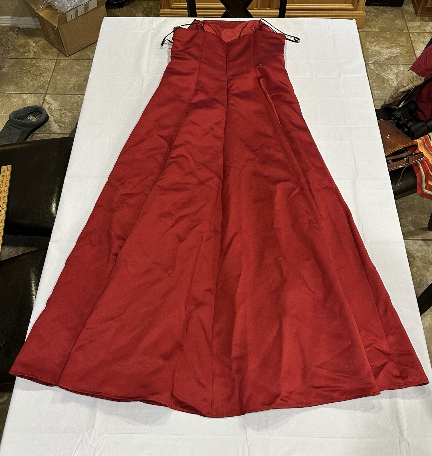 Michaelangelo Prom Dress Red/Maroon Maxi Strapless With Shawl Size-12