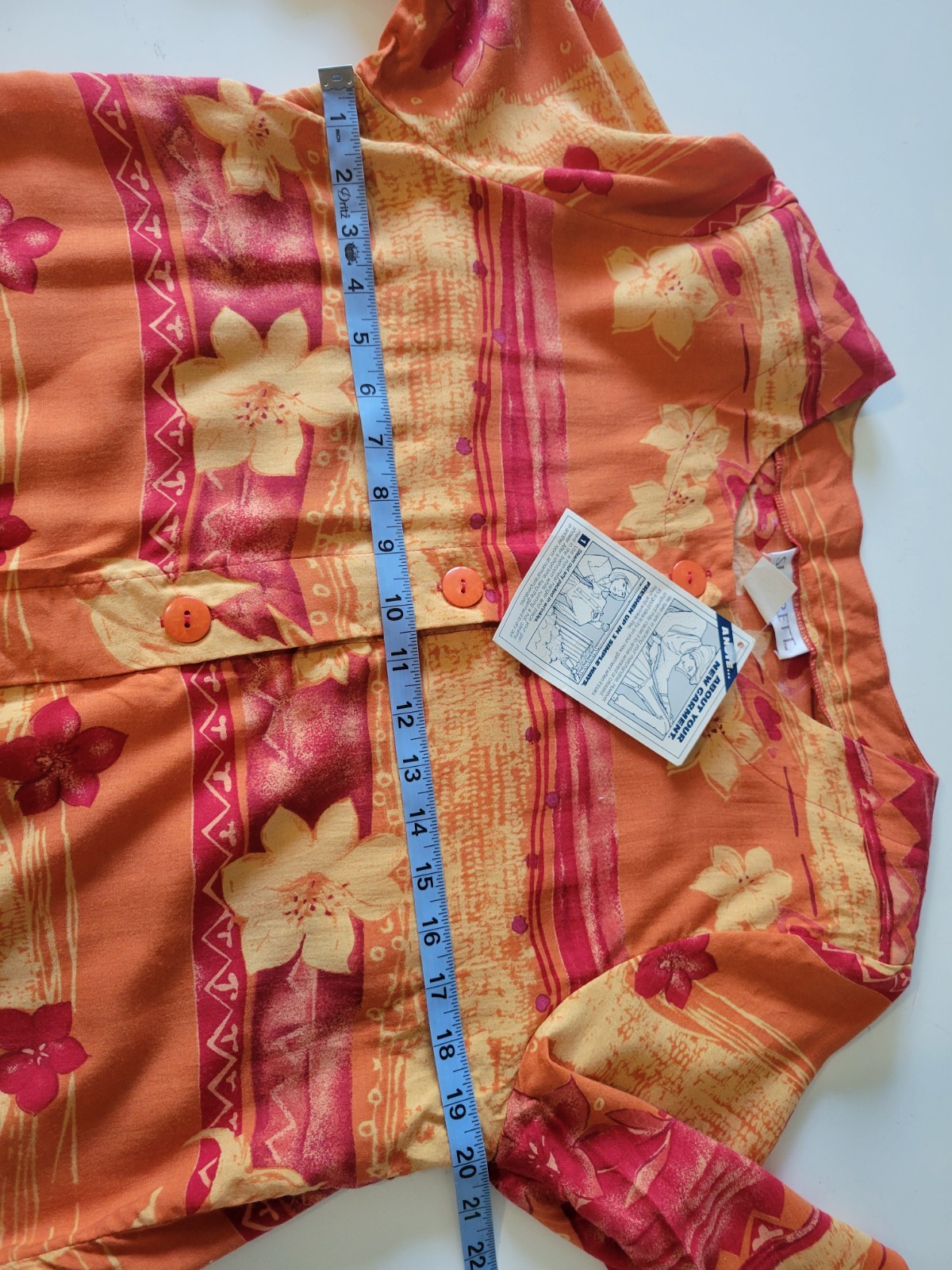 Vntg Deadstock Sue Brett Hawaiian Tunic Top Size 14 Orange Nwt