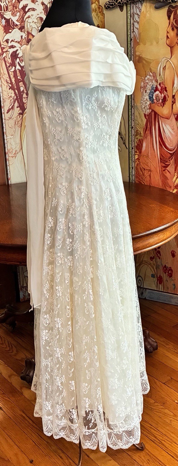Vintage Scott McClintock Formal Wedding Dress Off Shoulder Lace Sz 12