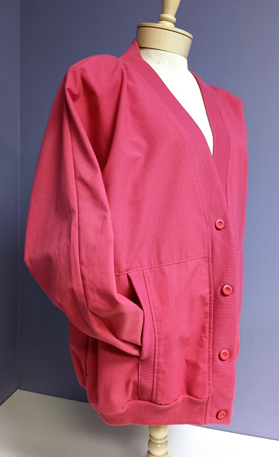 Jacket Vtg 80’s Special Measure Pink Poly Cotton Unlined Pocketed Jacket Size 20