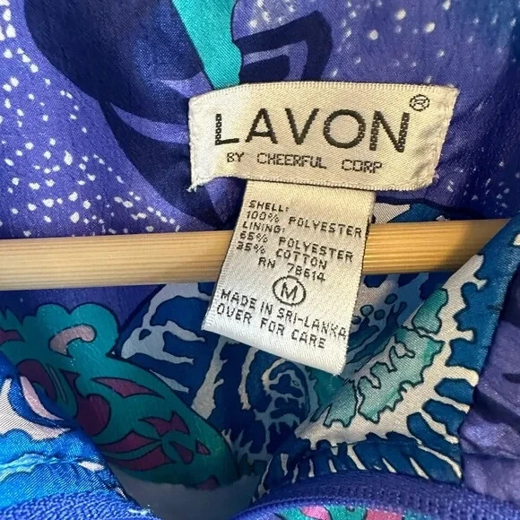 Vintage Lavon by Cheerful Corp Seashell Starts Blue Purple Green Track Jacket M
