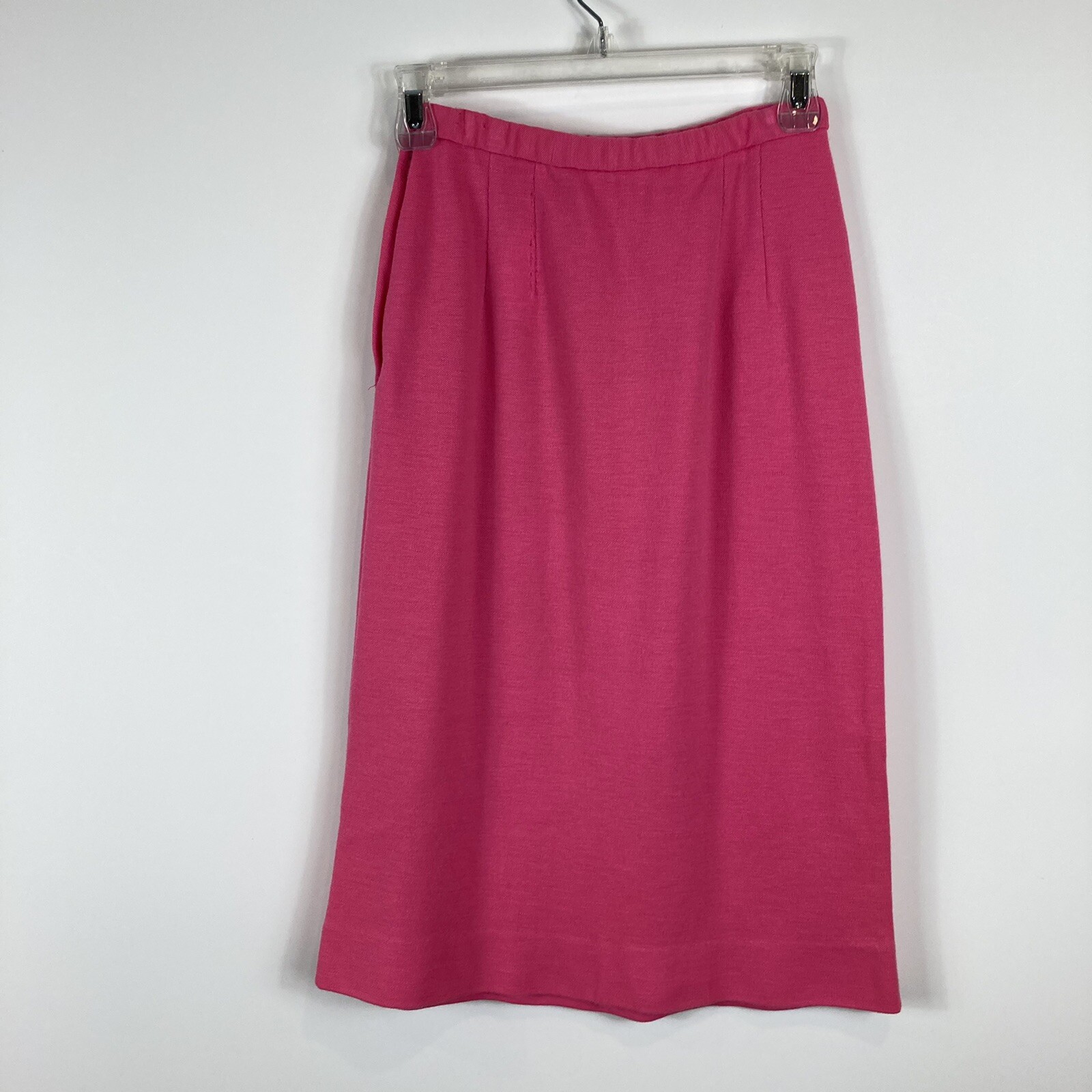 VTG Marie Phillips Pink Ivory 100% Worsted Wool Flat Knit Suit Skirt Set Women M