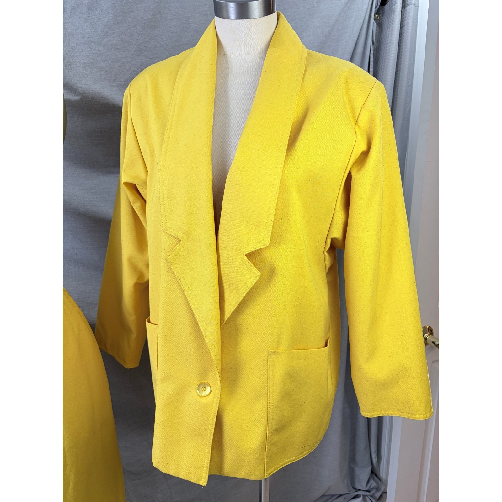 Vintage 80s Edith Flagg Three Flaggs Yellow Skirt Suit Skinner Couture Fabric 10