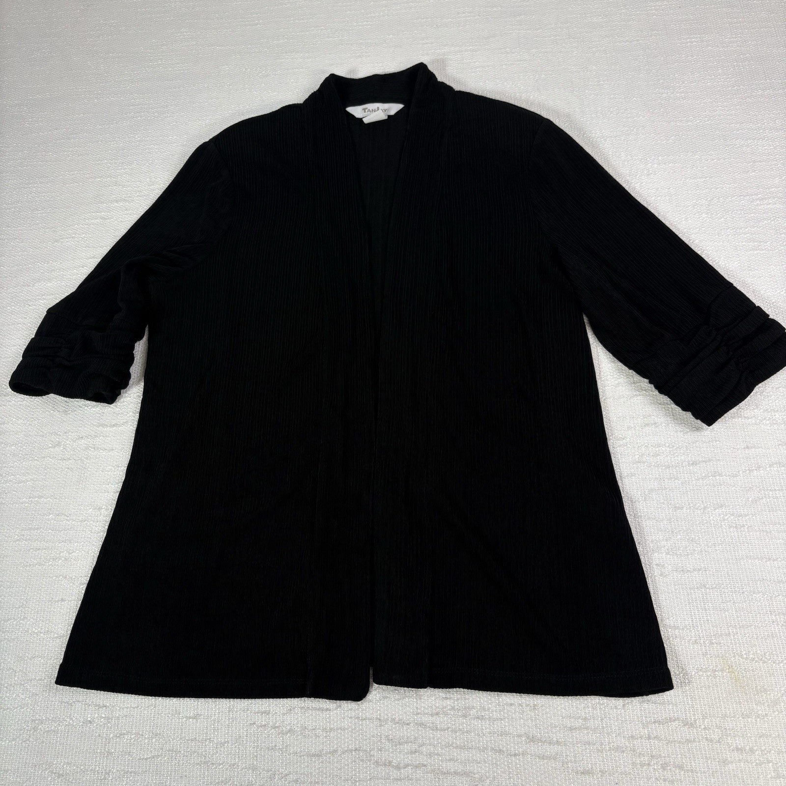 Vintage TanJay 3-Piece Set Black Ribbed Skirt Top Jacket Size S/P Beaded Neck