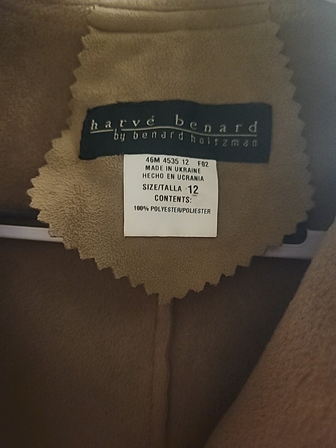 VTG Harve Benard Women’s Faux Suede Long Jacket/Coat Tan Brown Size 12