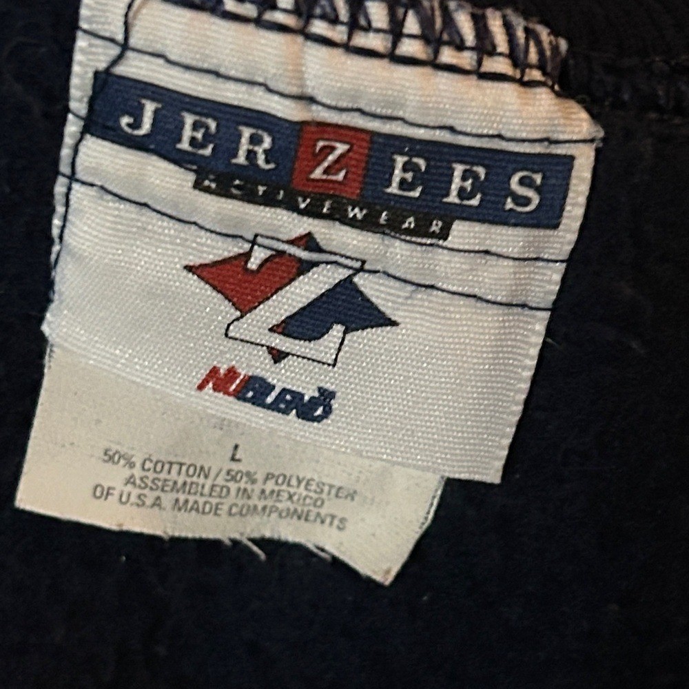 Vintage Sweatshirt Womens Large Blue Jacket Up cycle Jnco Denim DIY Made In USA