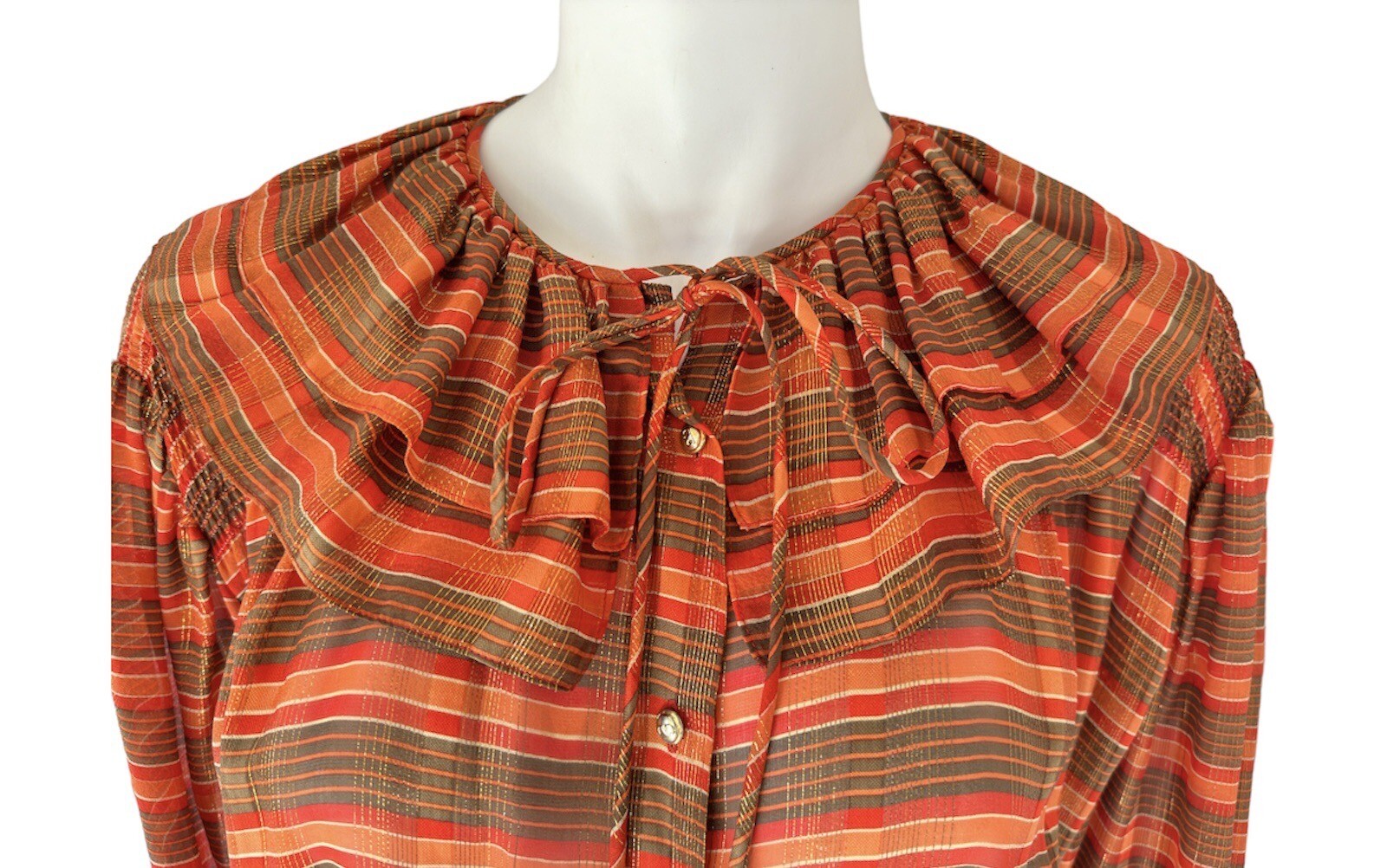 Rare vtg Valentino Studio Jack Mulqueen 70’s semi sheer silk metallic M/6