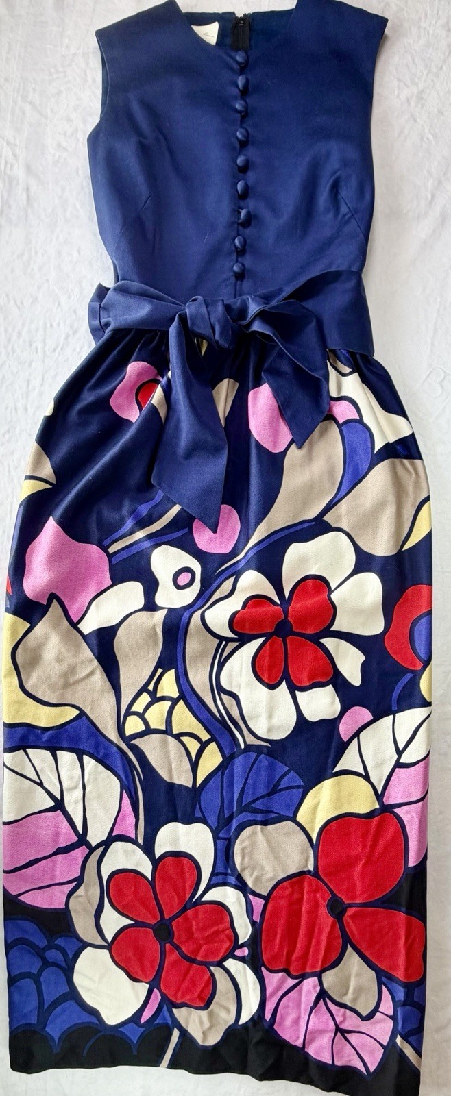 VTG Tori Richard Honolulu Hawaiian Maxi Dress Vintage 14 16 Mod Floral Talon Zip