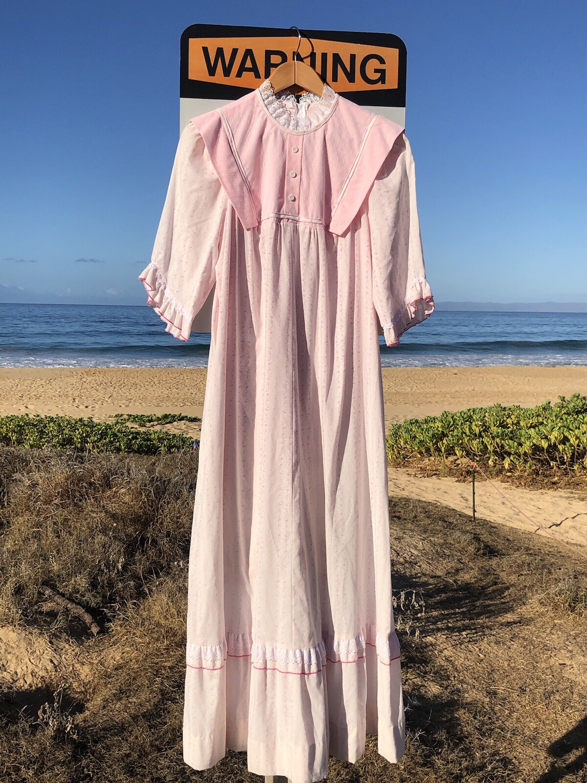 Vintage Island Fashions Prairie Cottagecore Nightgown Dress Mumu Womens M Hawaii