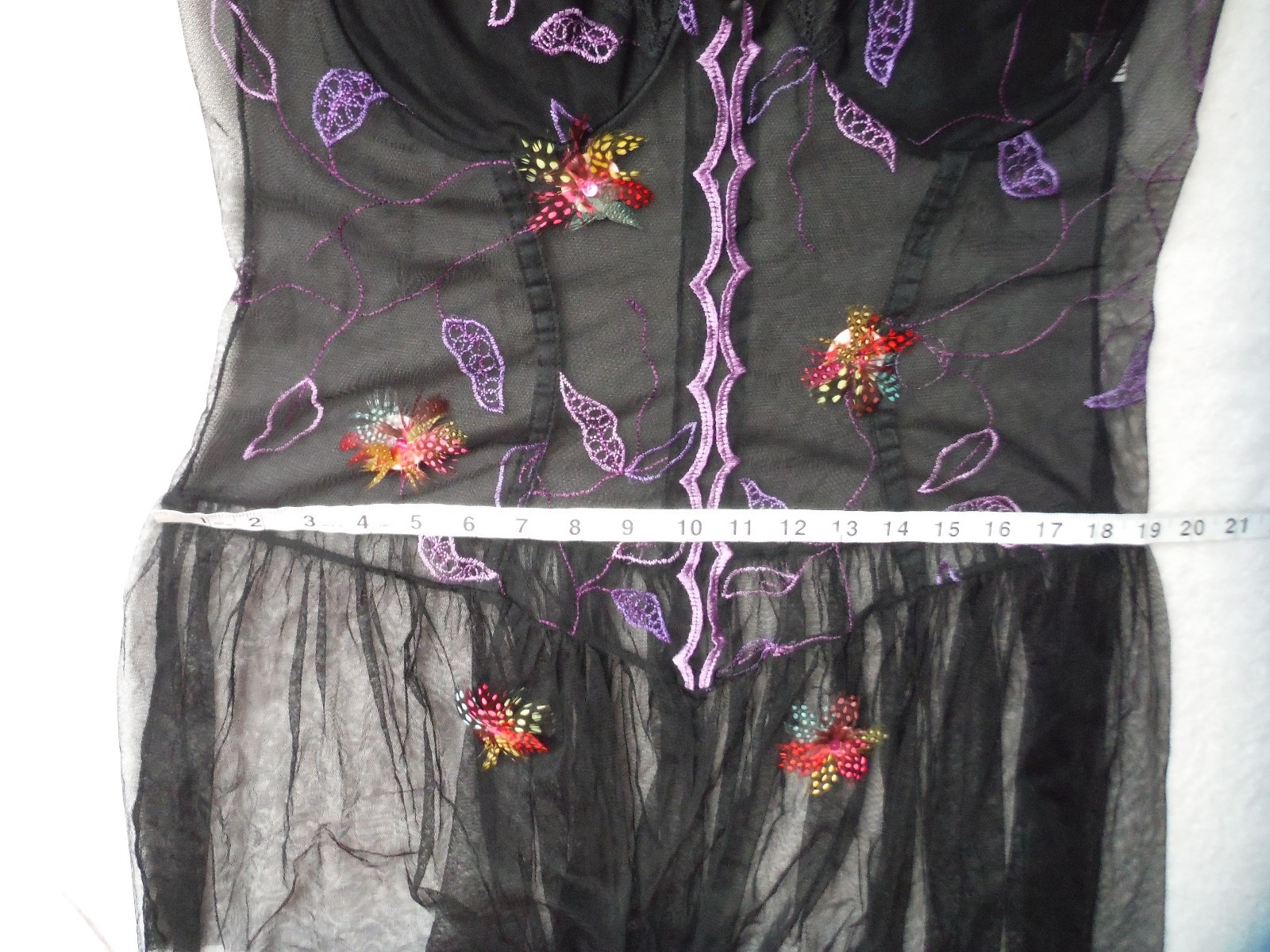 VTG FARIS NWT Sheer Baby Doll Feathers Tulle Skirt Amazing & Rare! 2X Runs Small
