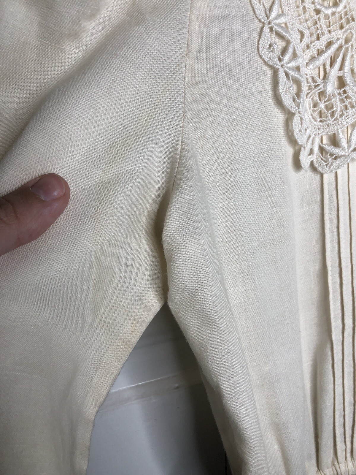 Vintage Act 1 Womens 3 4 Modest Dress Lace Collar Button Tone Pleated 1980s 90s