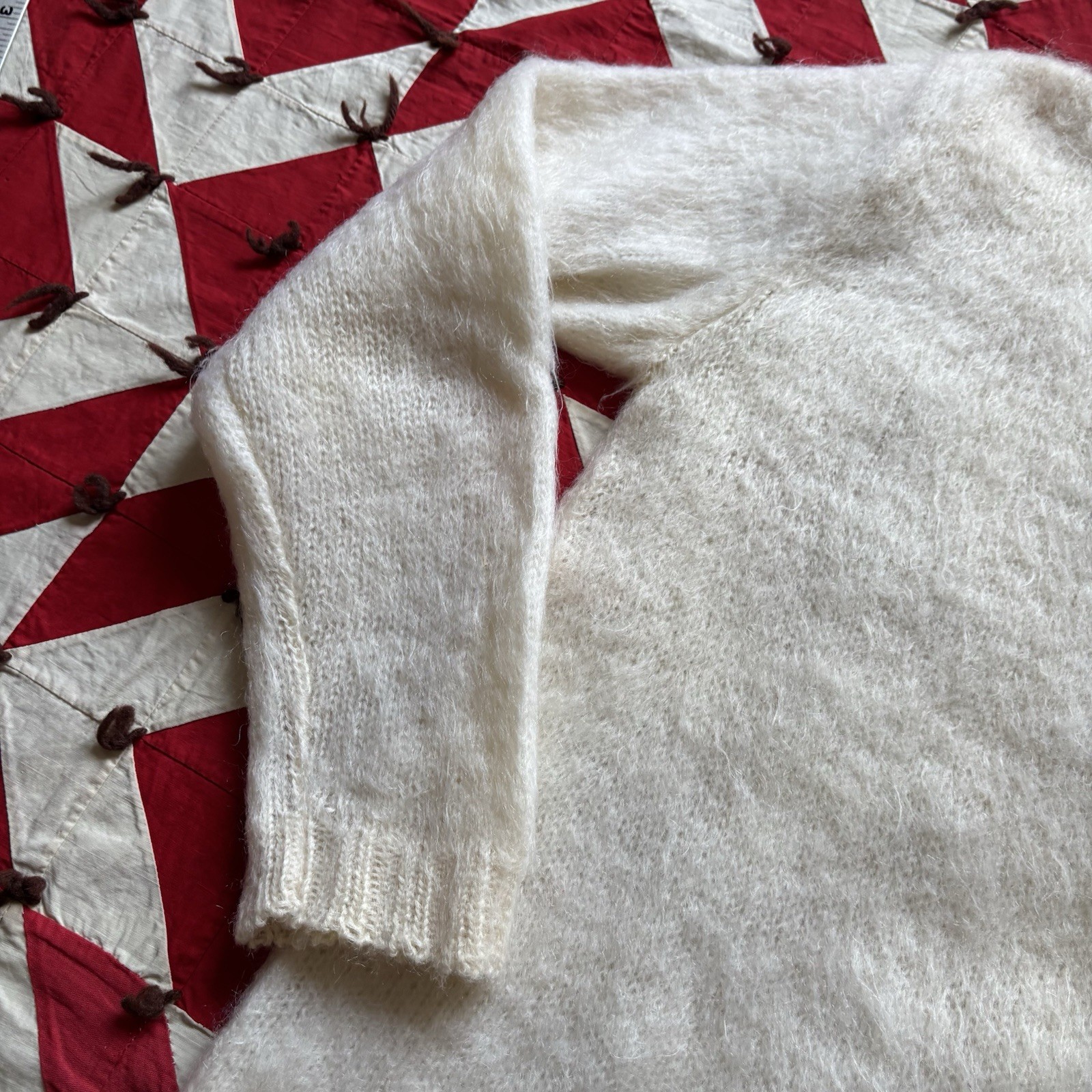 Vintage 1950s Garland Mohair? Knit Sweater Women’s White As Is