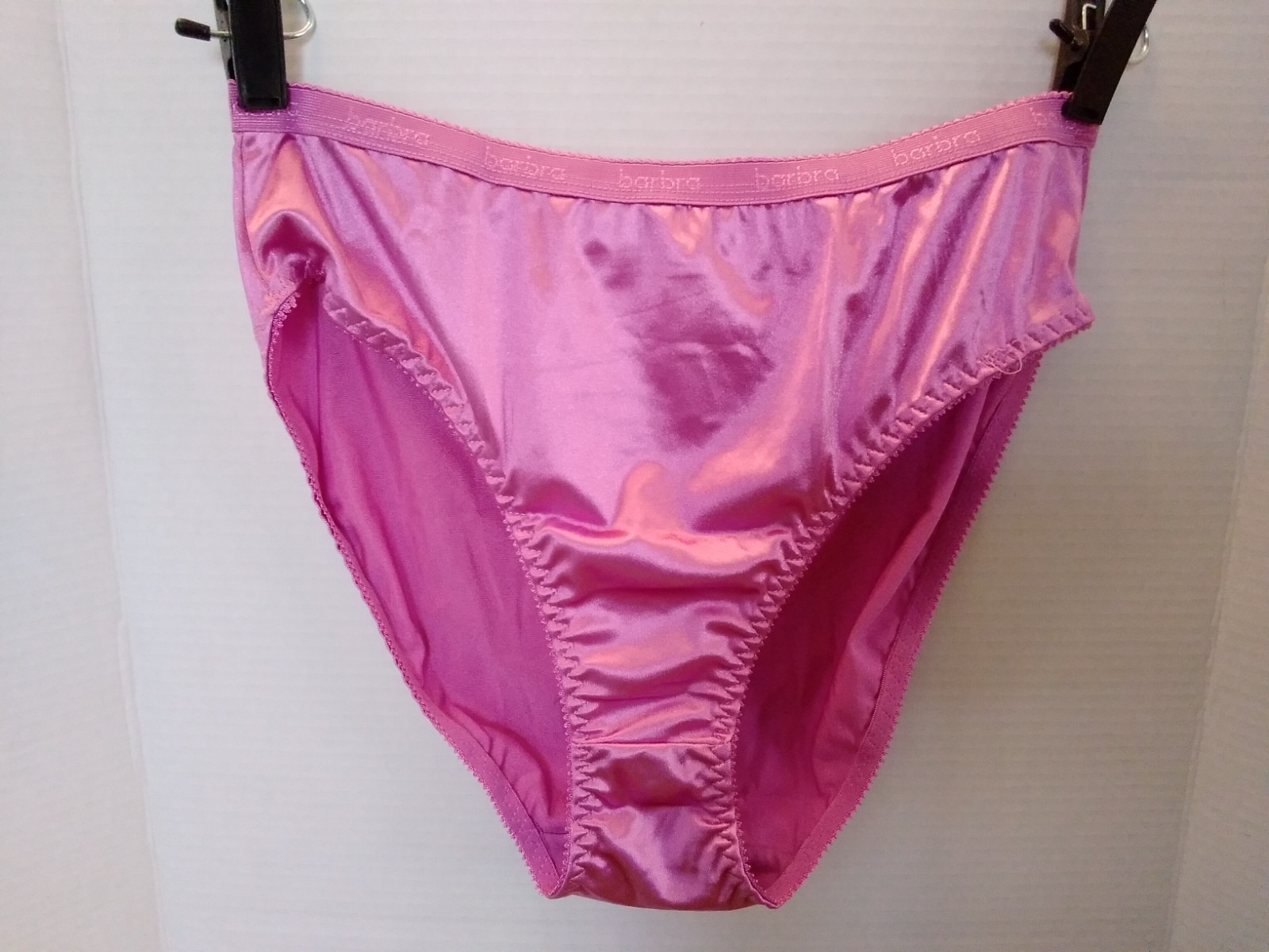Panties High Waist Leg Bikini Style Lingerie Glossy Satin Second Skin XL Pink