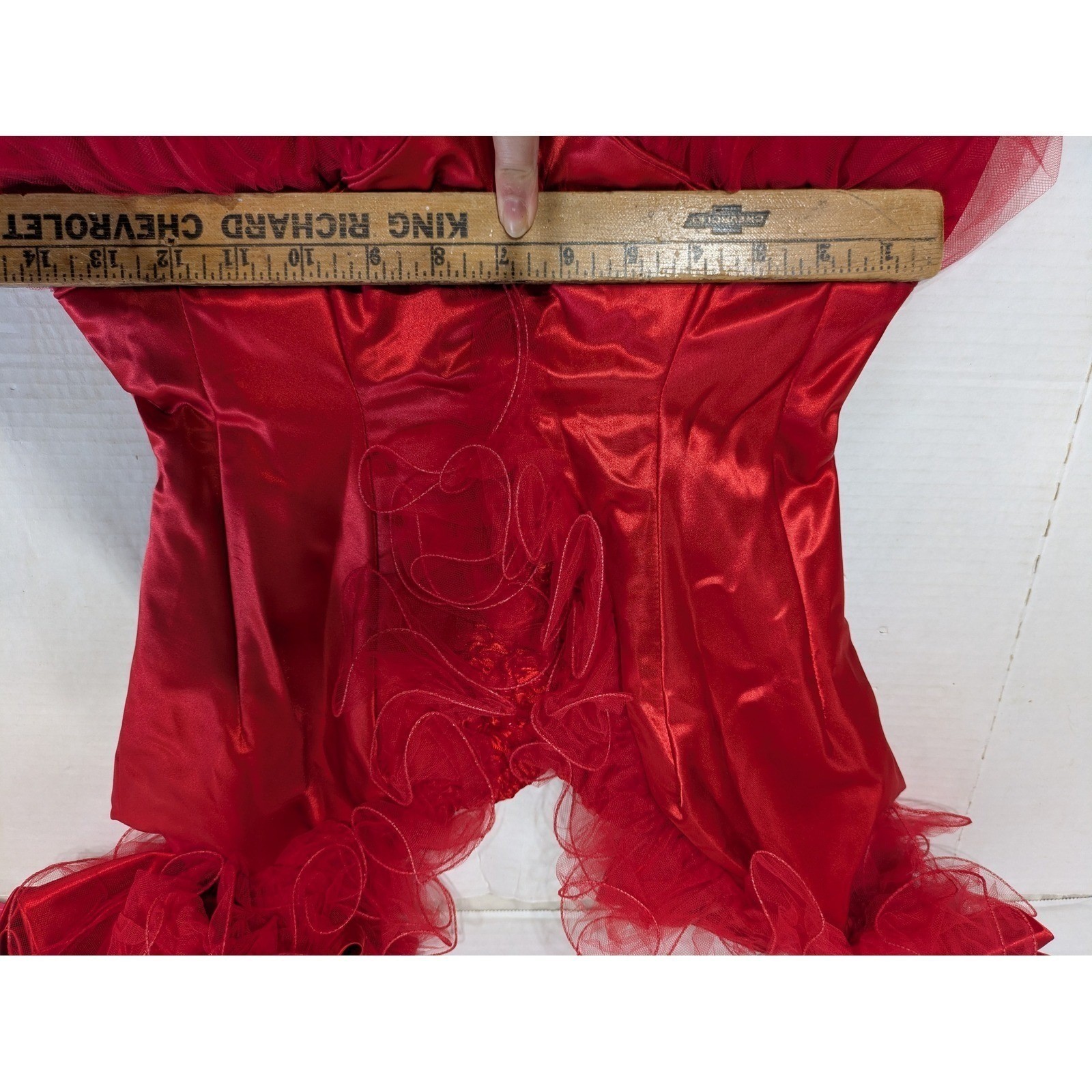 Mike Benet Formals Gown Red Womens Vintage 10 Modern 4 Tulle Satin Bow 80s Dress