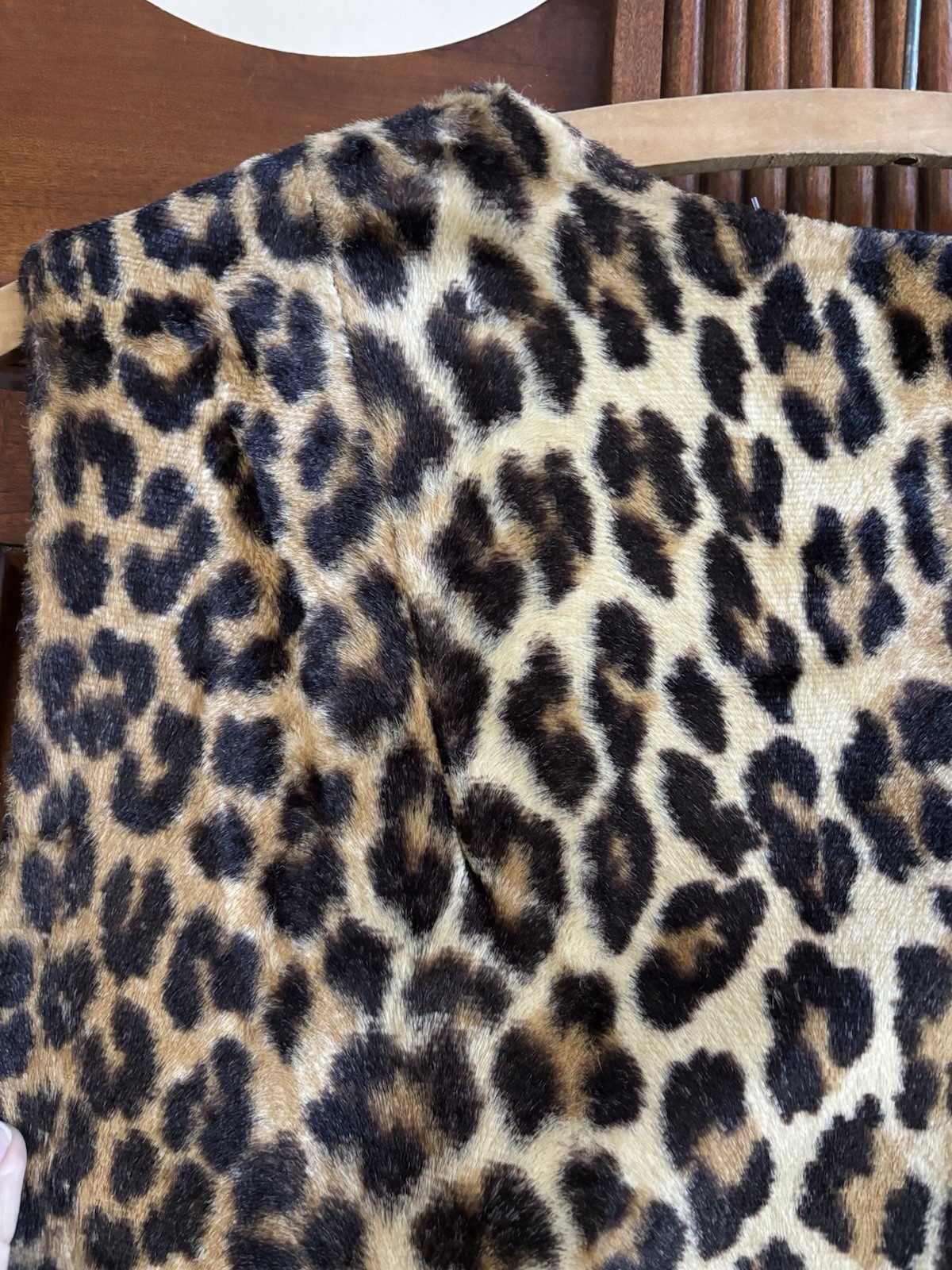 Vintage 1950s Leopard Print Blouse Vest Pockets Rockabilly Faux Fur Animal Print