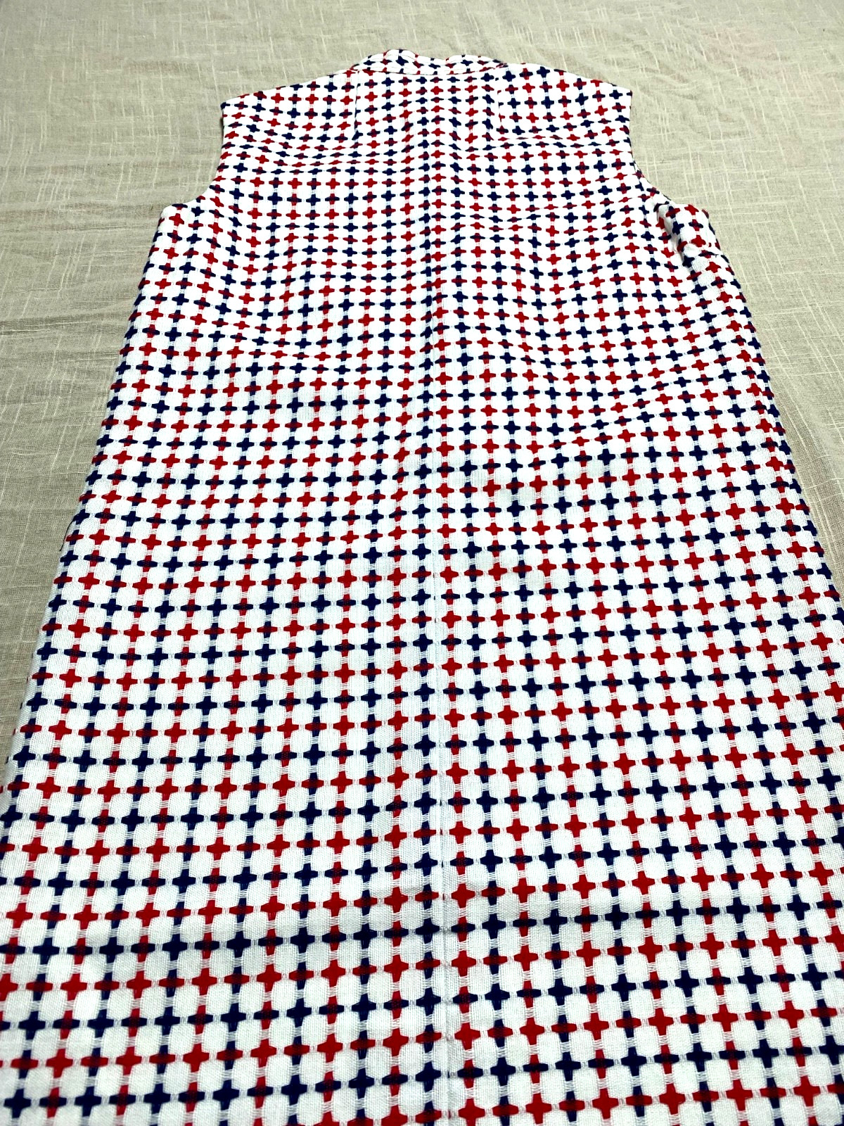 Vintage Shift Mini Dress Mod Go Go 1960s Retro Red Blue Tweed Wool Sleeveless