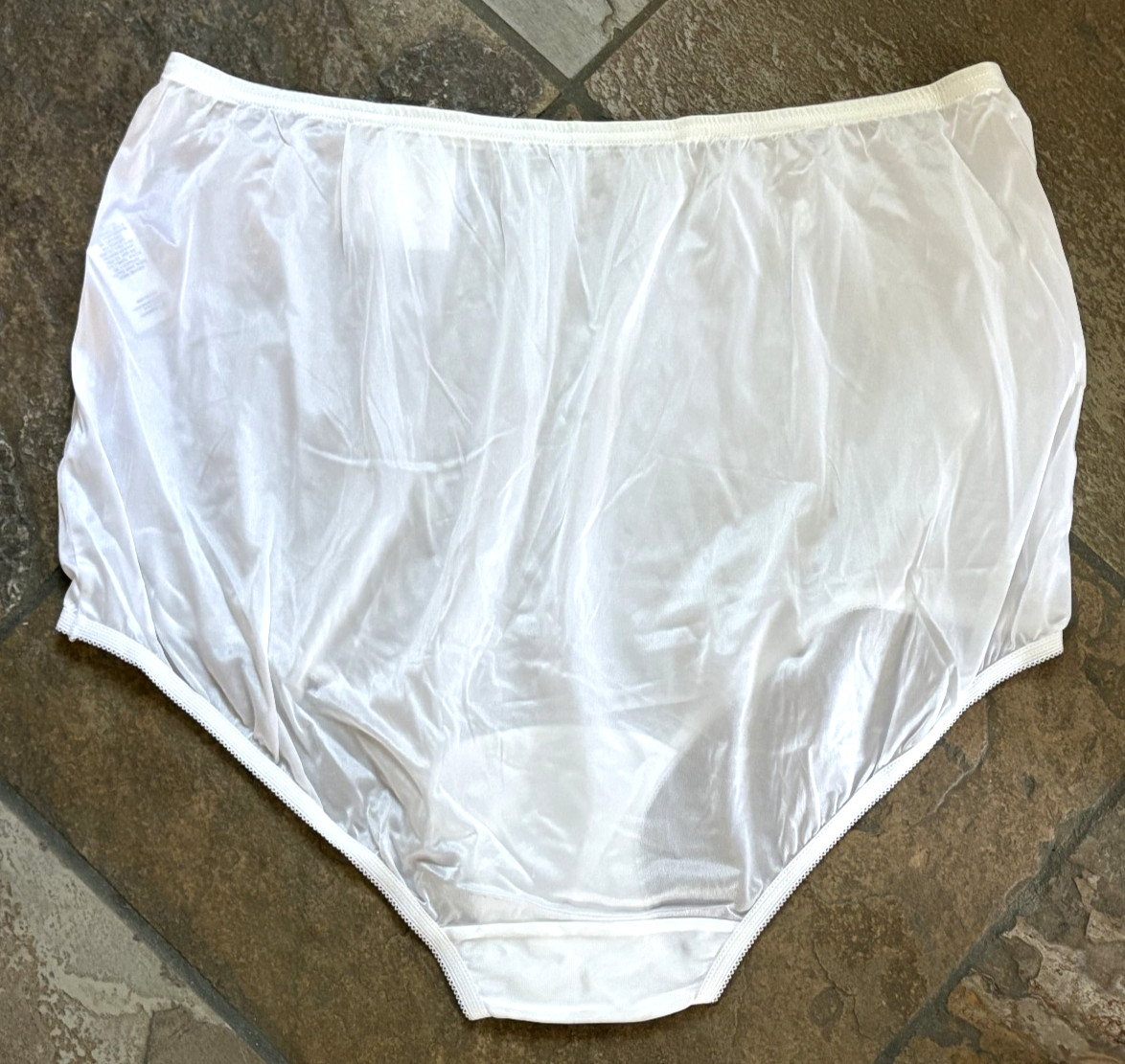 Vanity Fair 10/3XL Pure White SATIN Full Nylon Brief Panties #15812 Vintage NWT