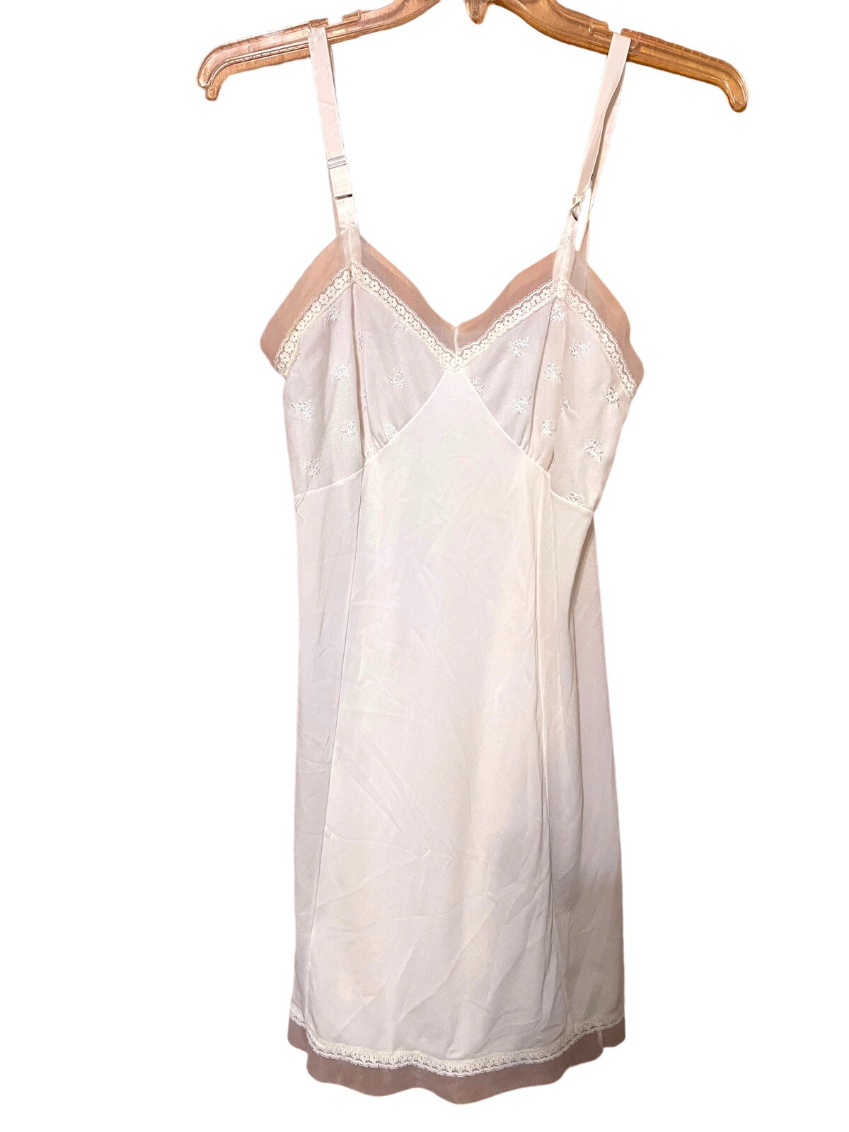 Vintage Philmaid Full Slip Ivory Size 36 Medium Embroidered Bust Boudoir