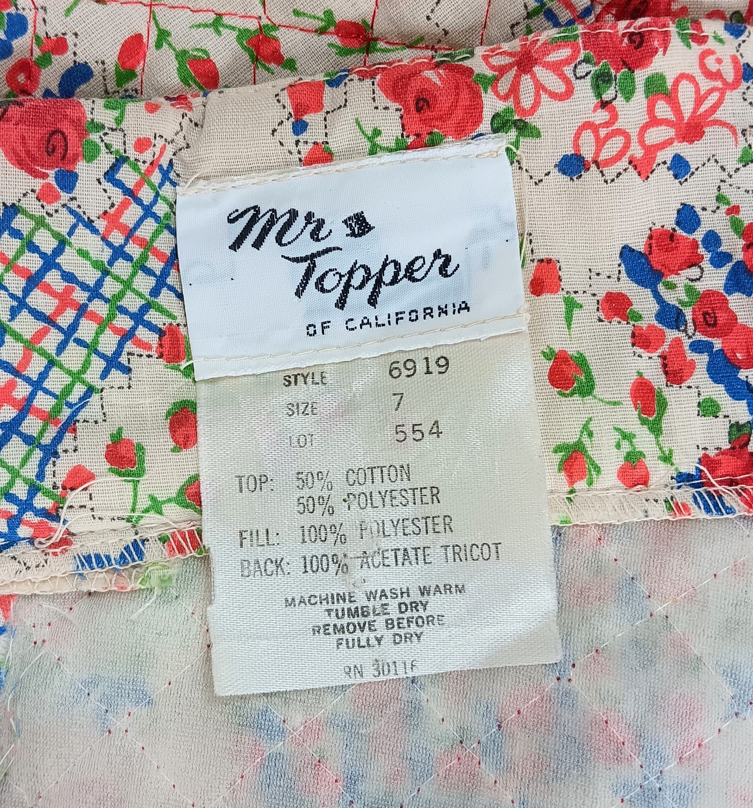 Vintage Mr Topper Of California 70’s Sz 3 Quilted Ditsy Floral A-line Maxi Skirt