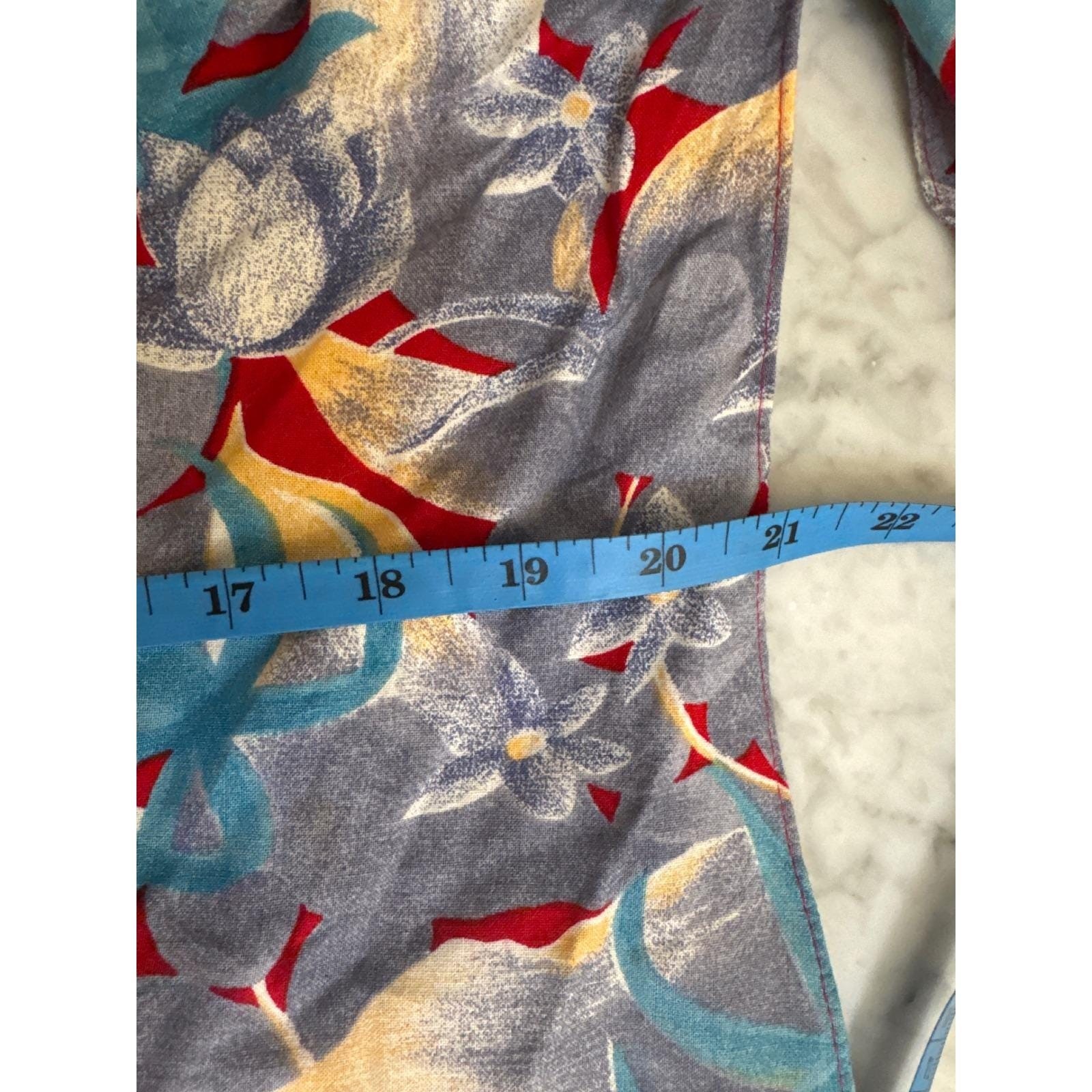 Luana Original Lahaina Hawaii One Shoulder Floral Maxi Dress Red Blue VTG Wrap