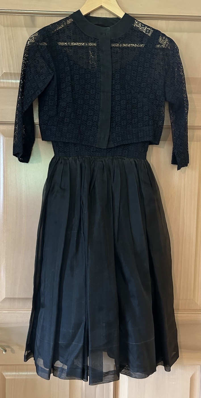 VTG 1950s Jonathan Logan Black Lace Chiffon Cocktail Dress Goth Whimsy Witchy