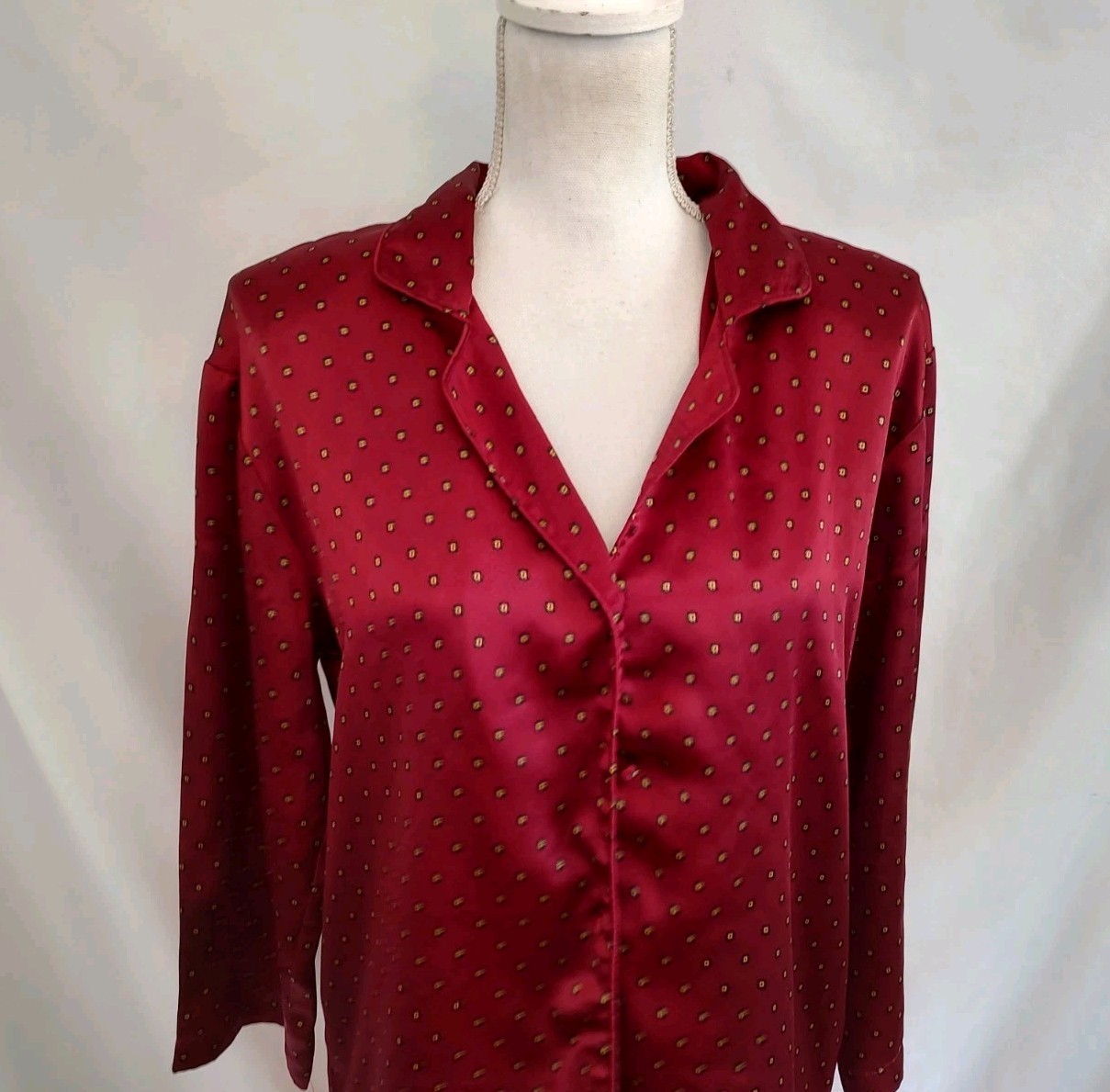90’s Vintage Pajamas PJ’s Lounge Wear Body Drama Retro Red Satin Sexy Sz S