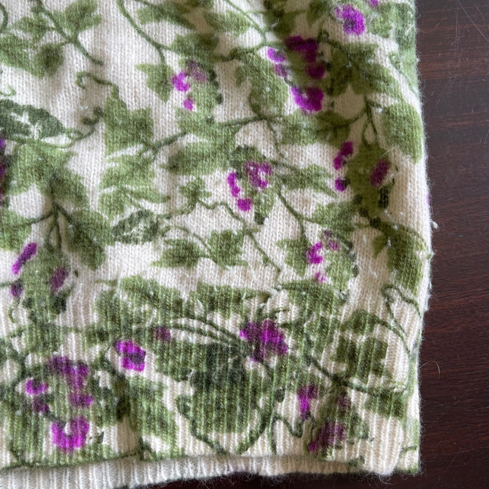 Bleyle Vintage Grape Vine Garden Floral Cardigan Sweater 90s Y2K Grandma