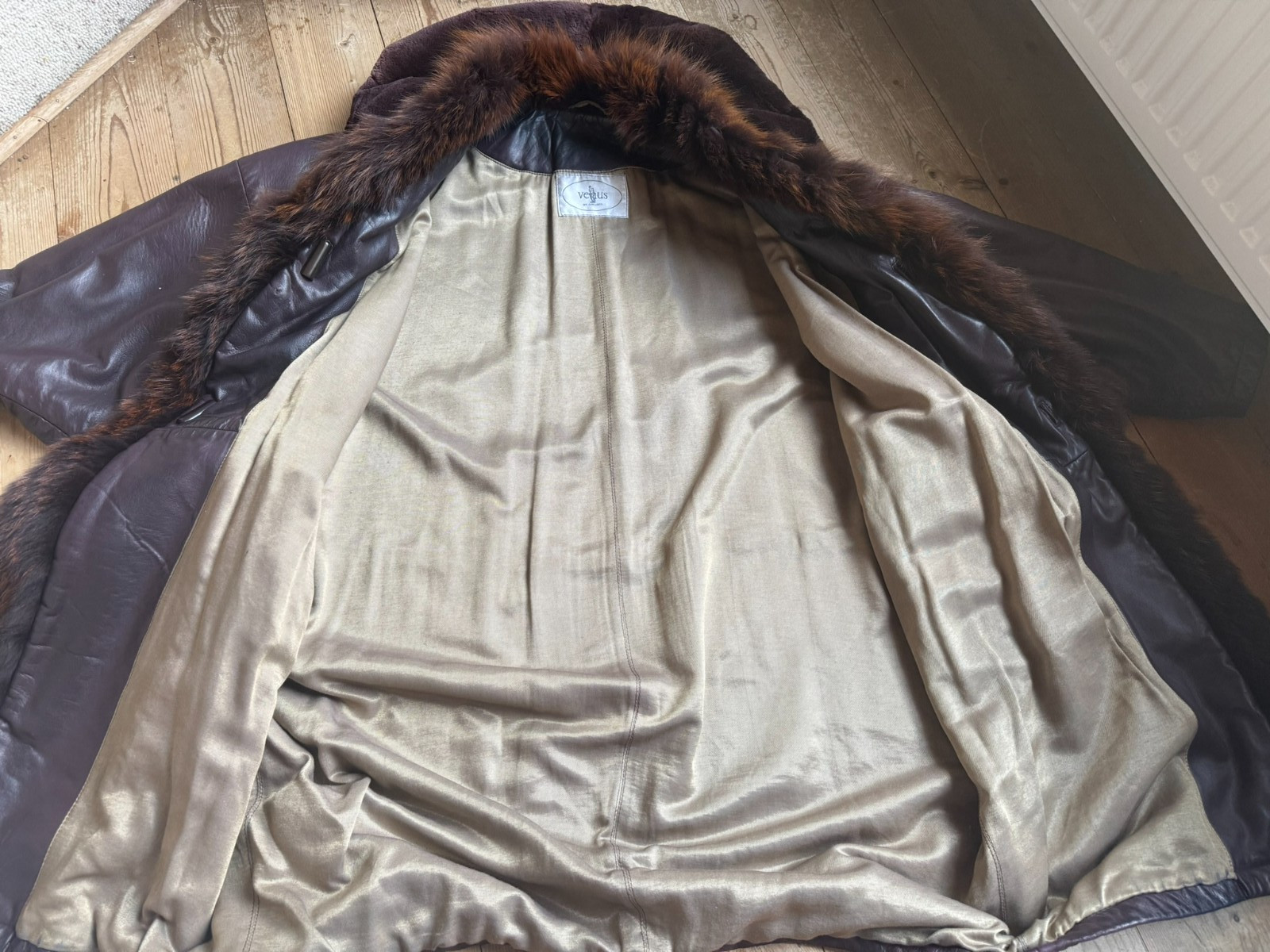 Vintage Leather Coat XL 80s Italy Lamb Nappa Shearling Oversized Venus