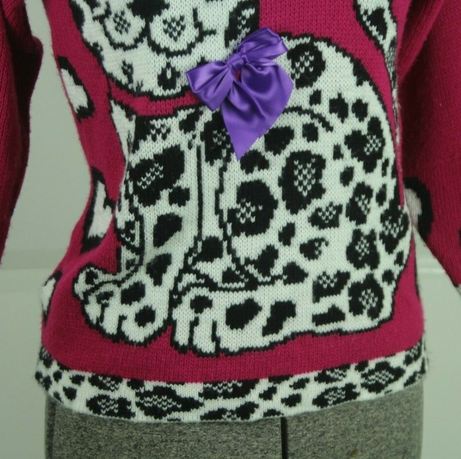 Vintage Heartworks Snow Leopard Sweater Size XS Fairy Kei