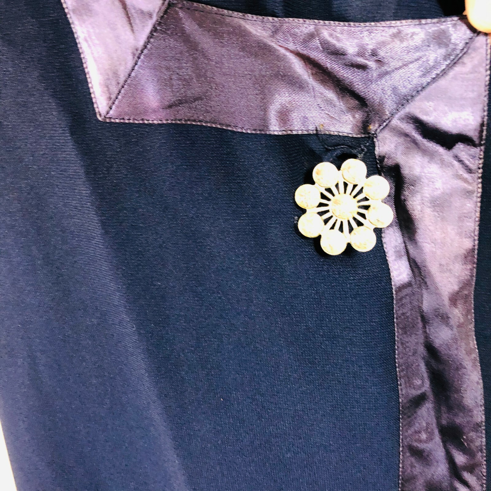 Vintage British Lady Classic Structured Navy Flight Attendant Dress W/ Broach