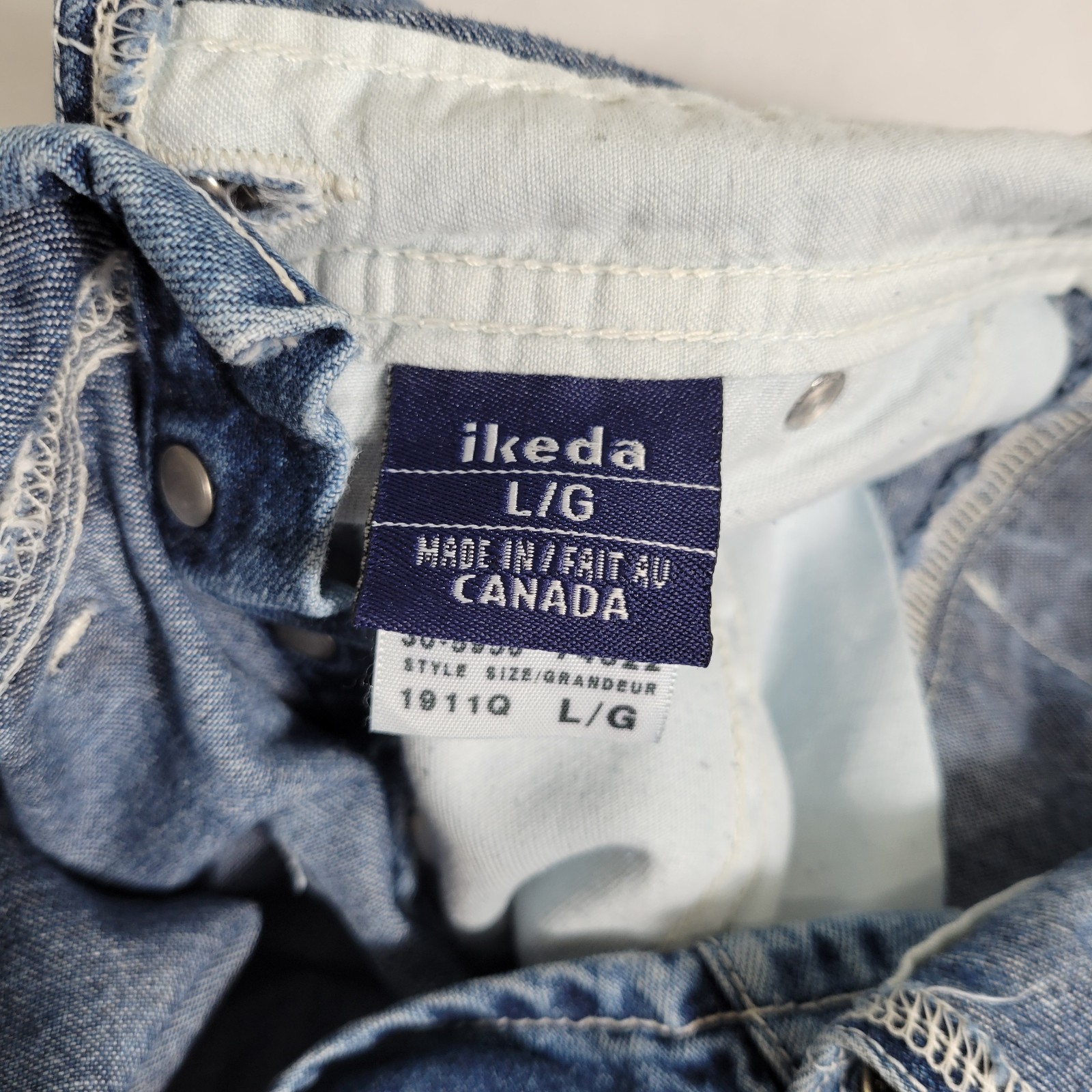 Vintage Ikeda Carpenter Wide Leg Denim Bib Overalls Size Large 90’s Medium Wash
