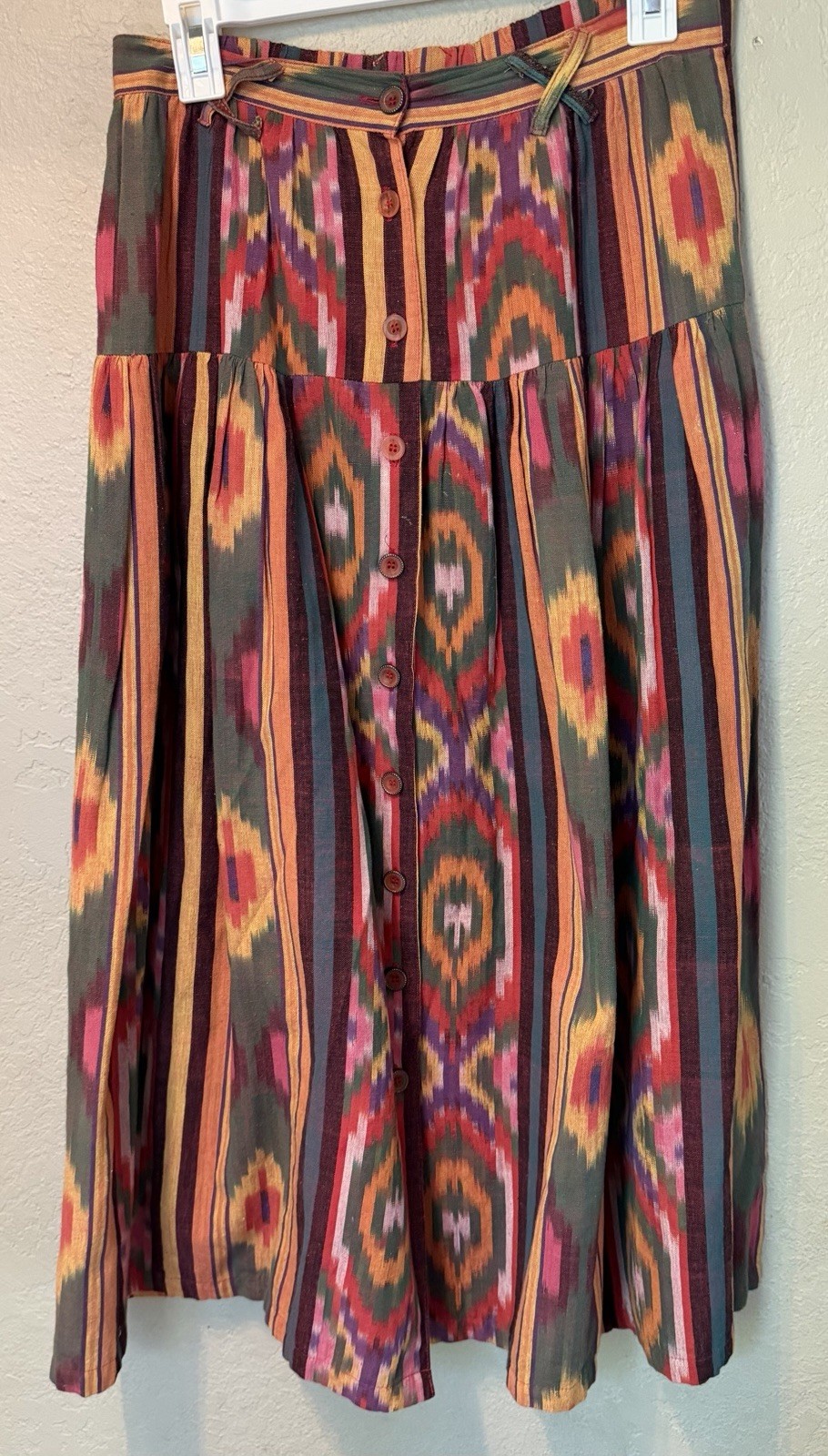 Vintage Ascente Sport Medium Aztec Indian Southwest Midi Boho Skirt USA Made