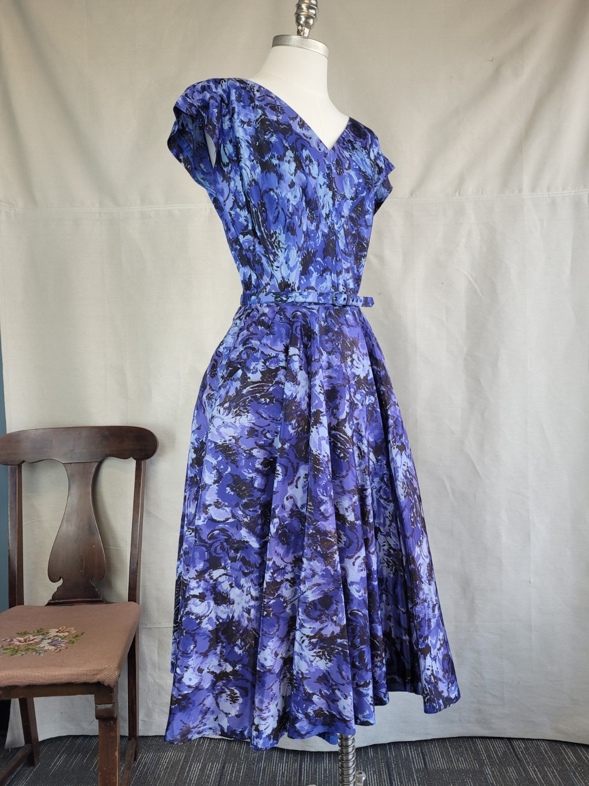 1950s Jay Herbert Tafetta Cocktail Dress w/ Crinoline