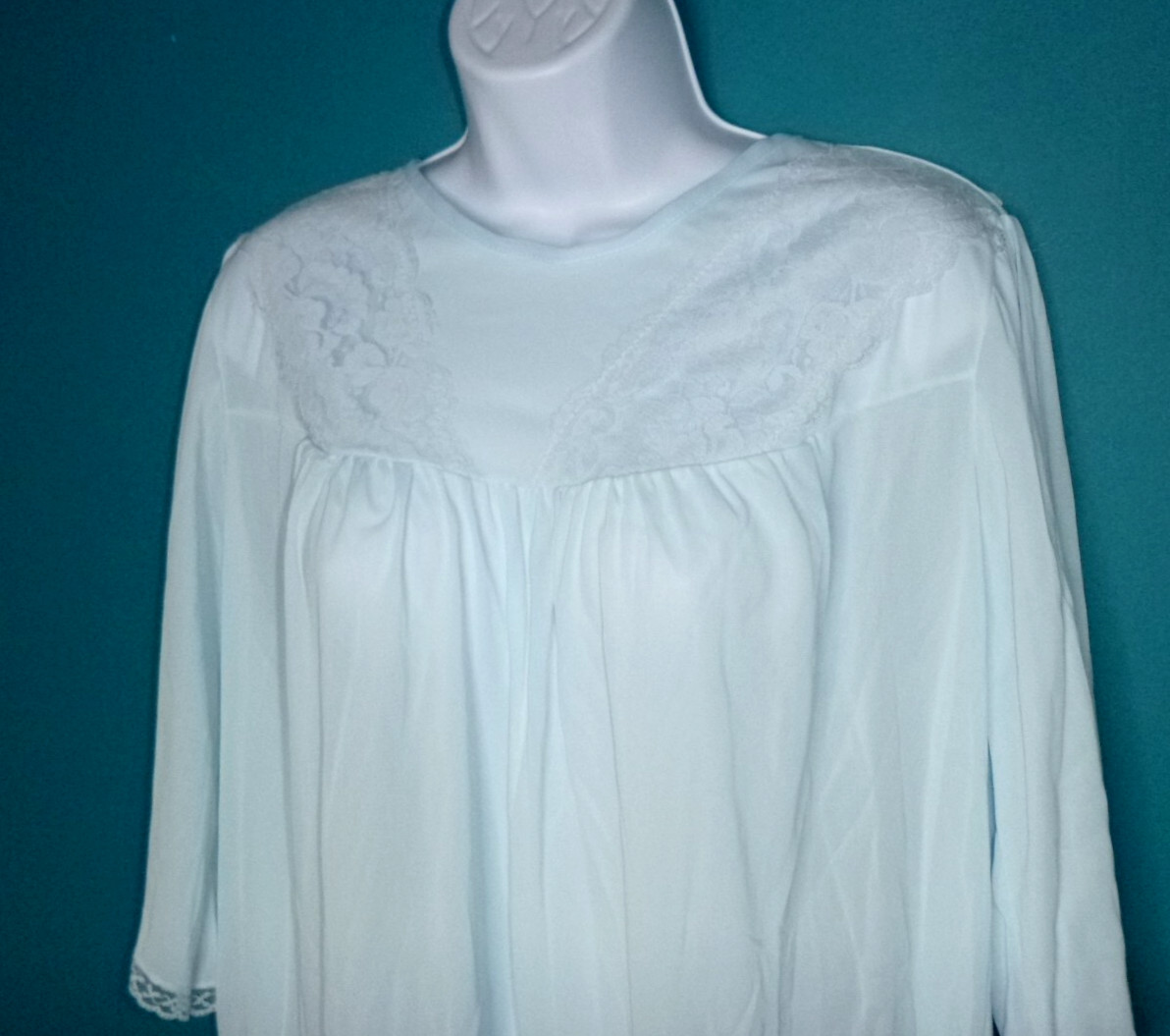 NWT Vtg Nancy King 100% Antron Nylon Hospital Nightgown Lace Trim Adaptive Sz L