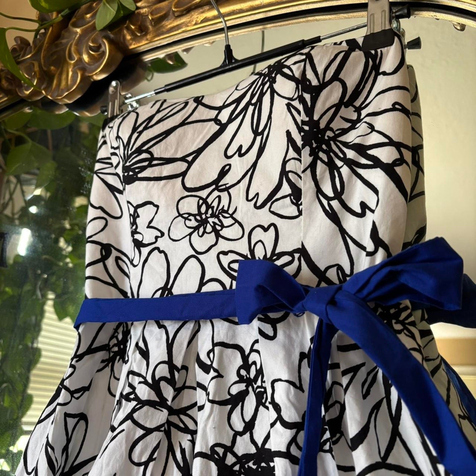 Vintage BCX Dress Y2K Black White Floral Strapless Dress 1