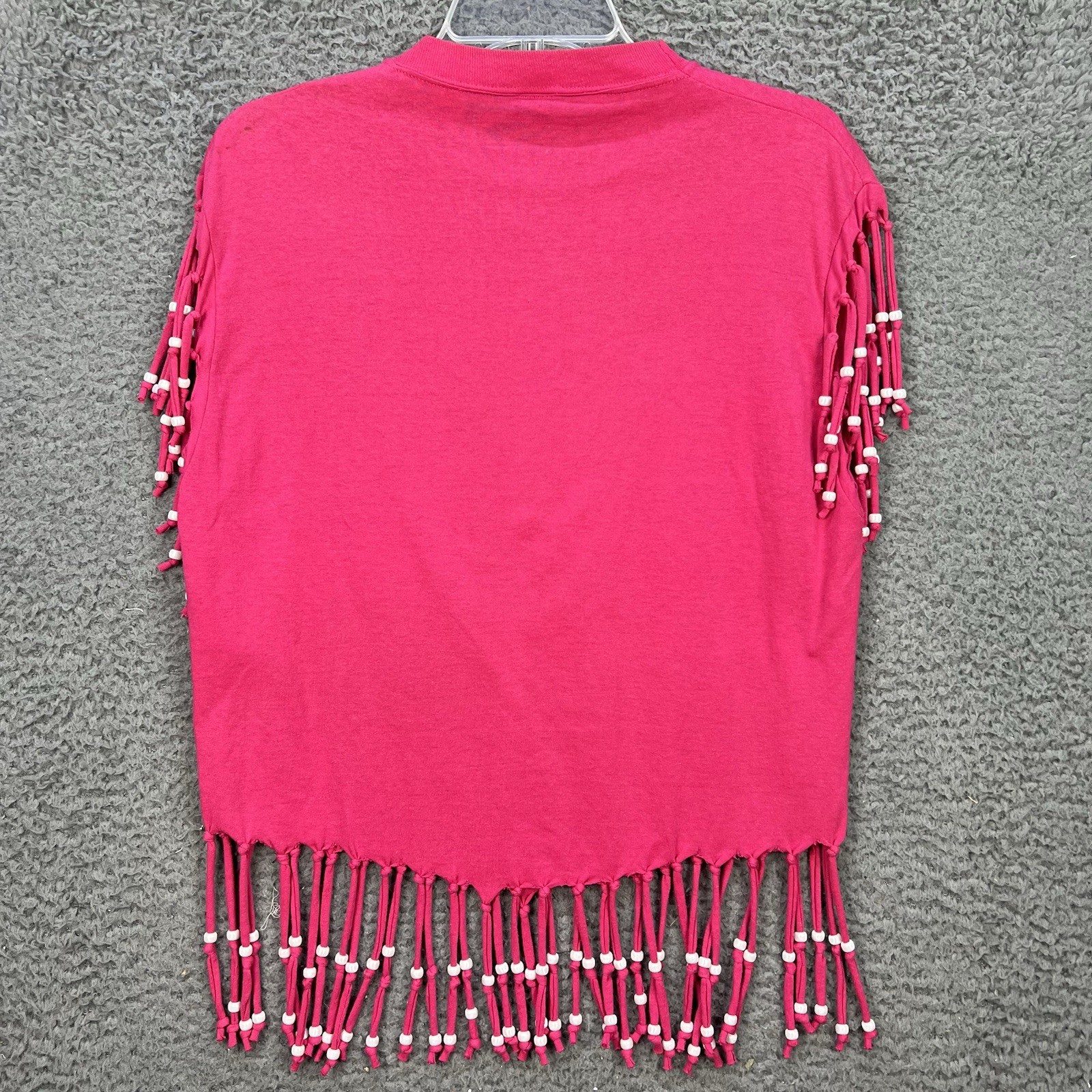 Vtg 1985 Florida Destination Shirt Women’s Large Pink Beaded Retro Beach Casual